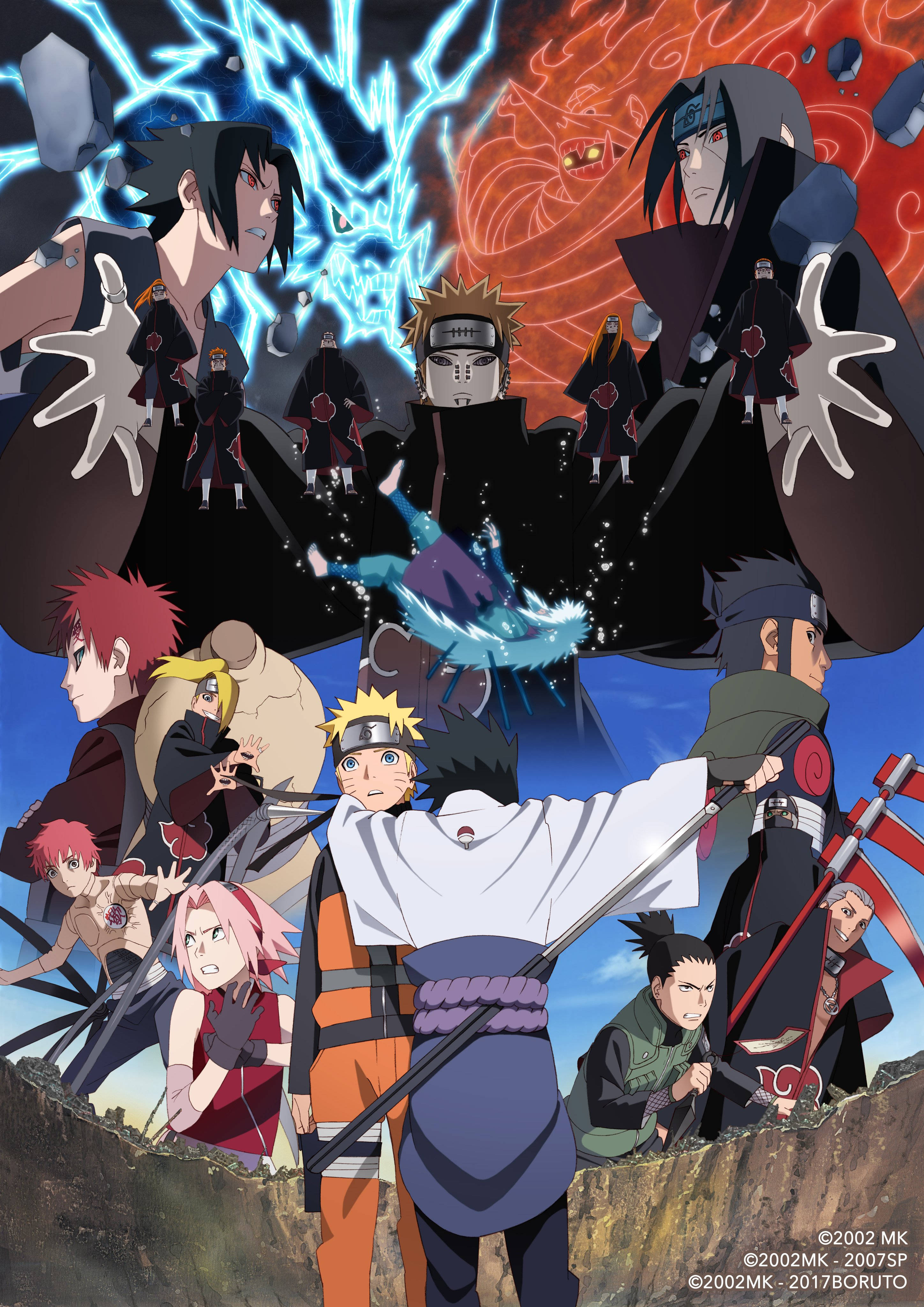 Naruto Shippuden, 20th anniversary, blue chakra energy, 4K Phone Wallpaper