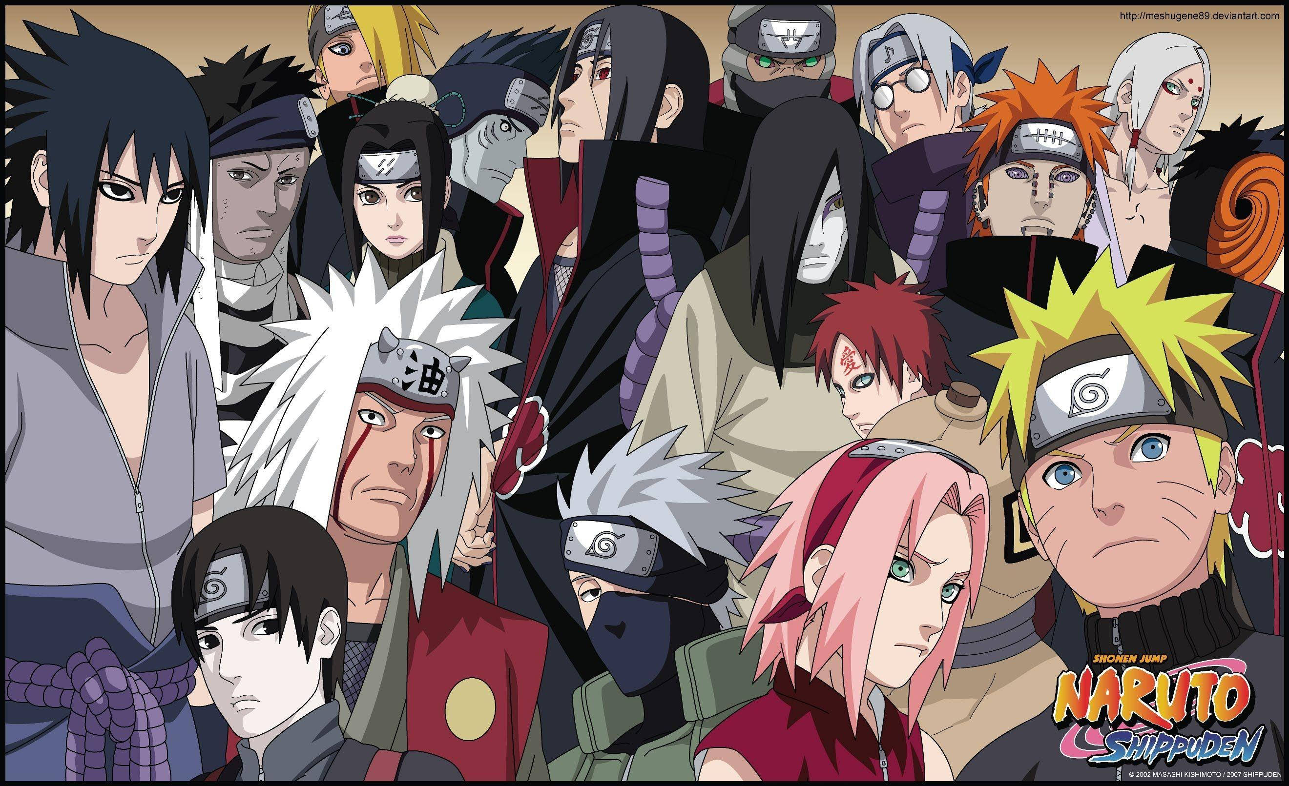 Naruto Shippuden, all characters, serious, 2K Desktop Wallpaper