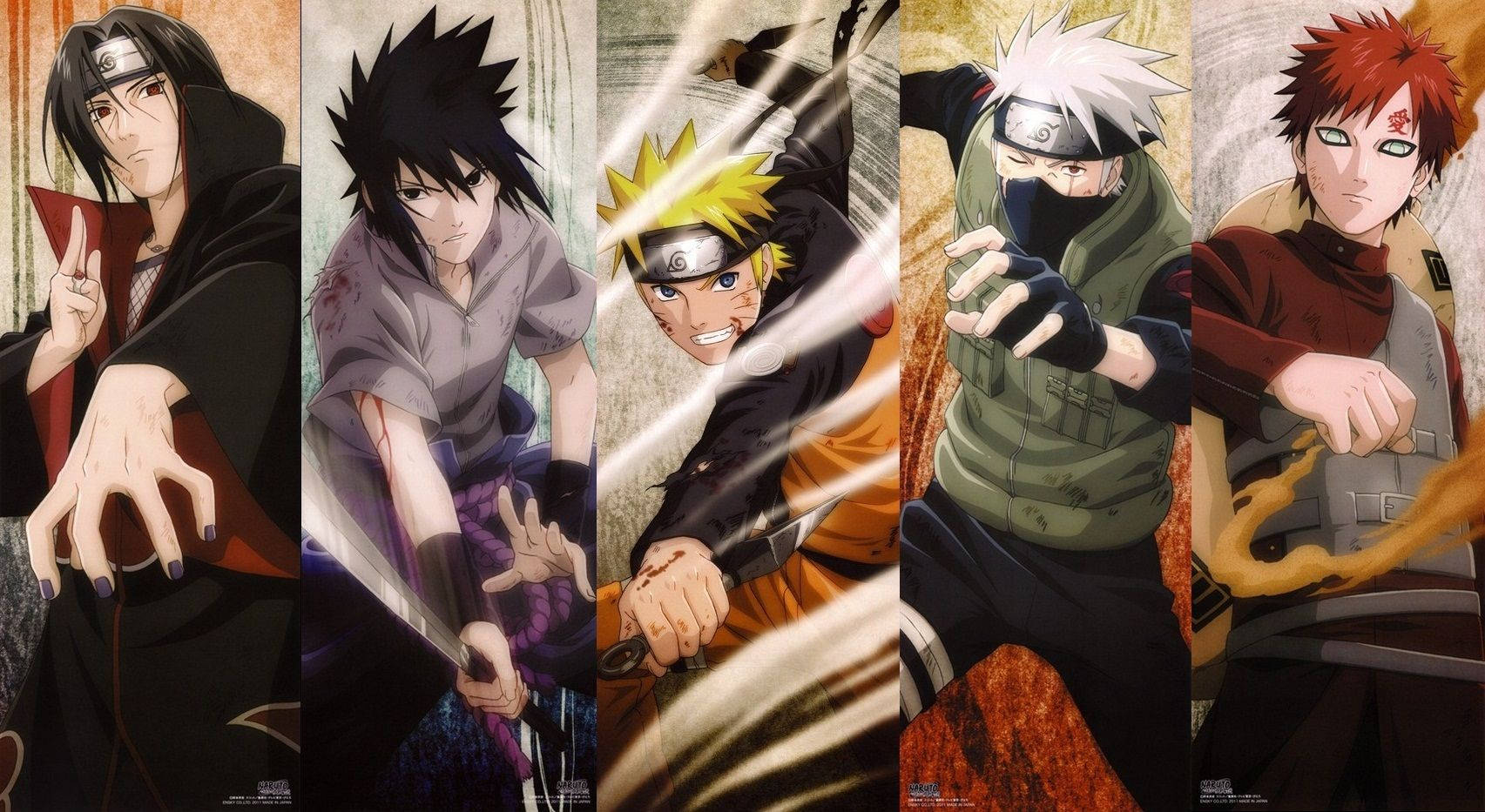 Naruto Shippuden, anime ninja characters, dynamic combat poses, HD Desktop Wallpaper