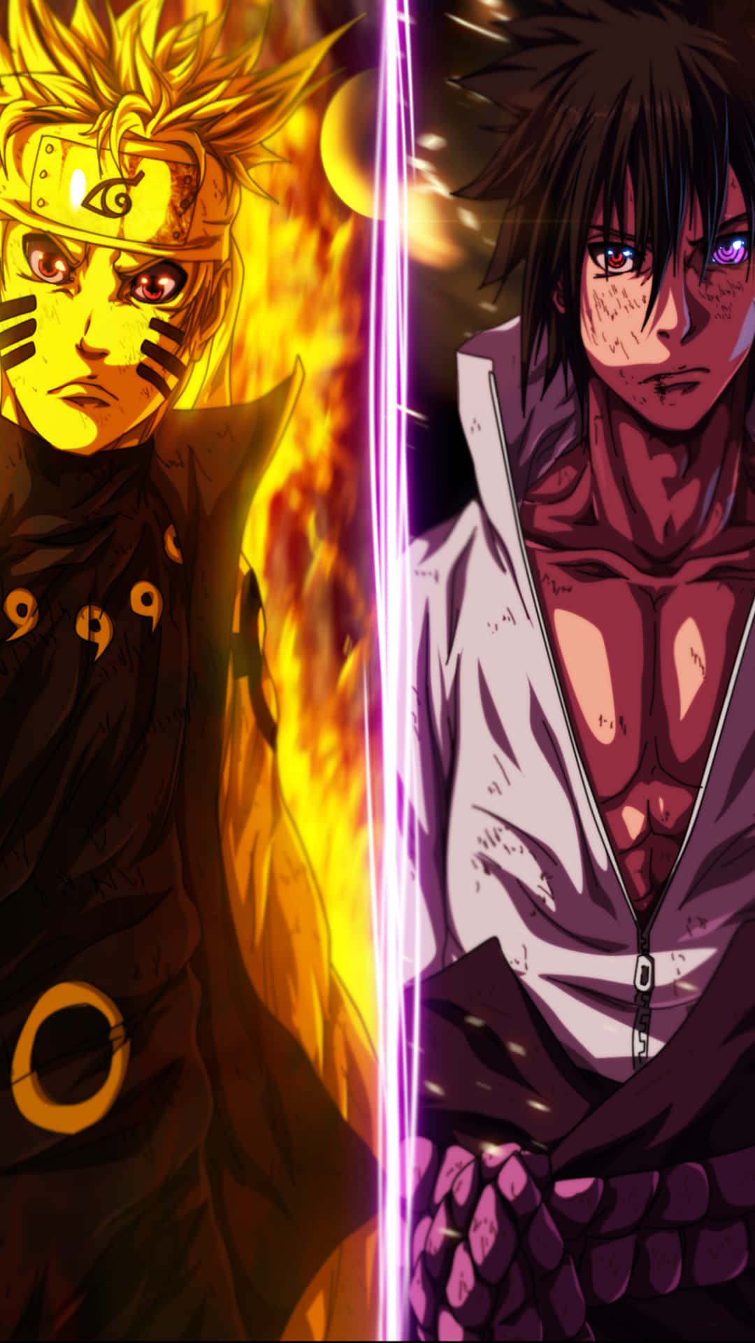 Naruto Shippuden, iPhone, fiery orange energy, Full HD Phone Wallpaper