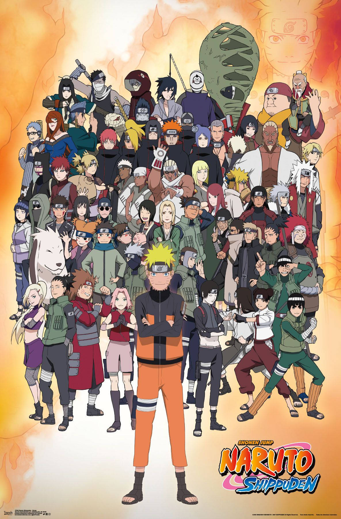 Naruto Shippuden, fiery orange background, anime poster, HD Phone Wallpaper