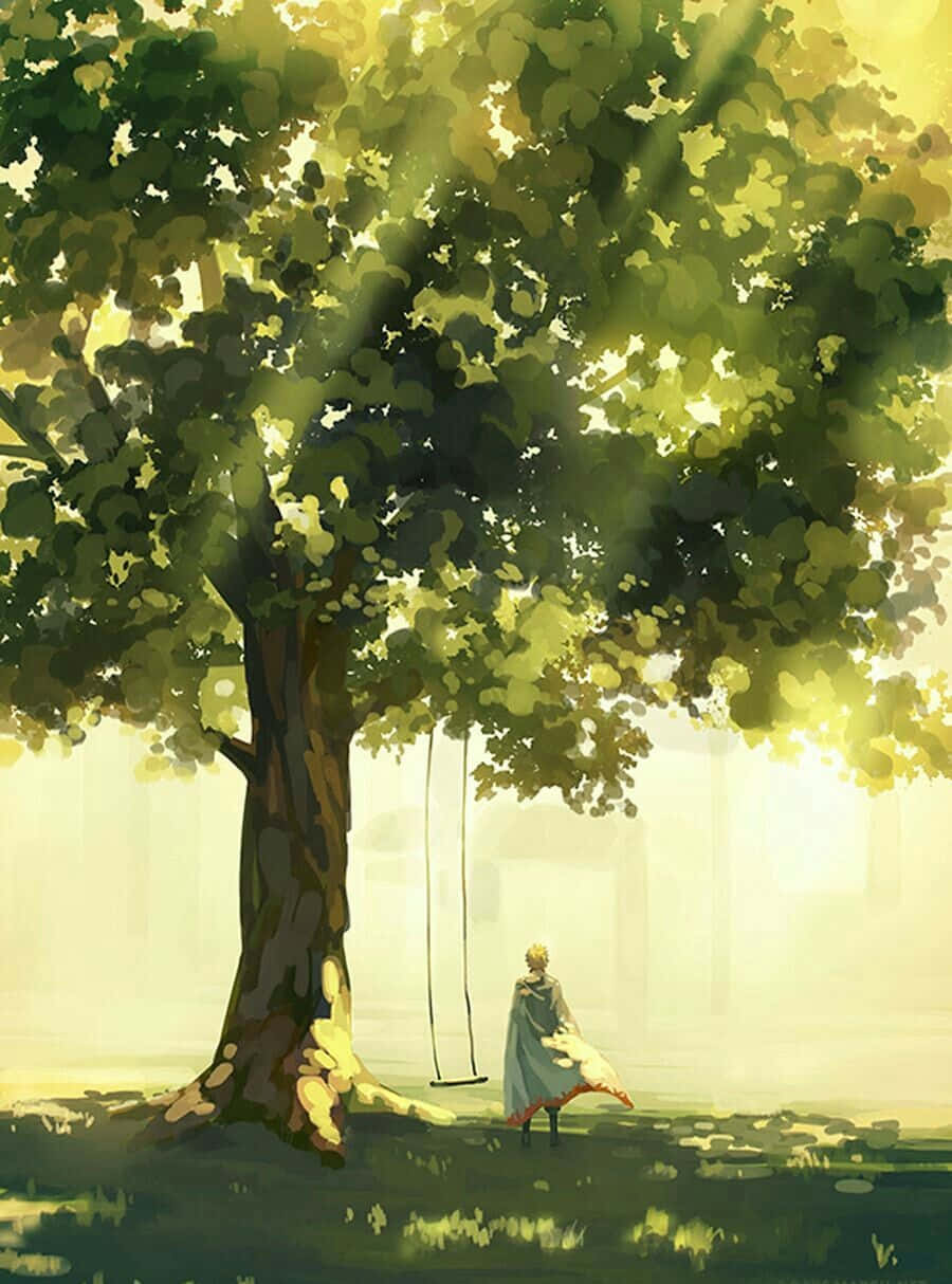 Naruto, swing, massive tree, SD Phone Wallpaper