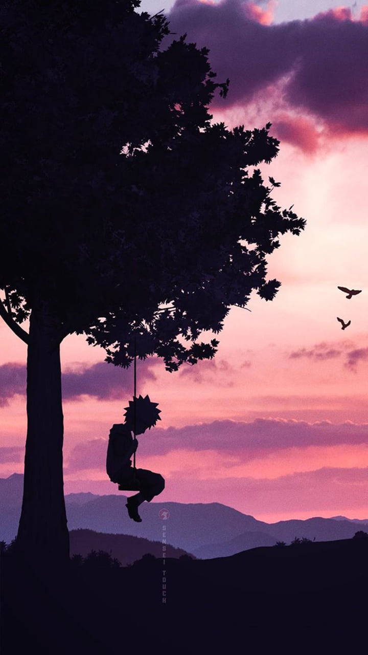 Naruto, swing, silhouette, HD Phone Wallpaper
