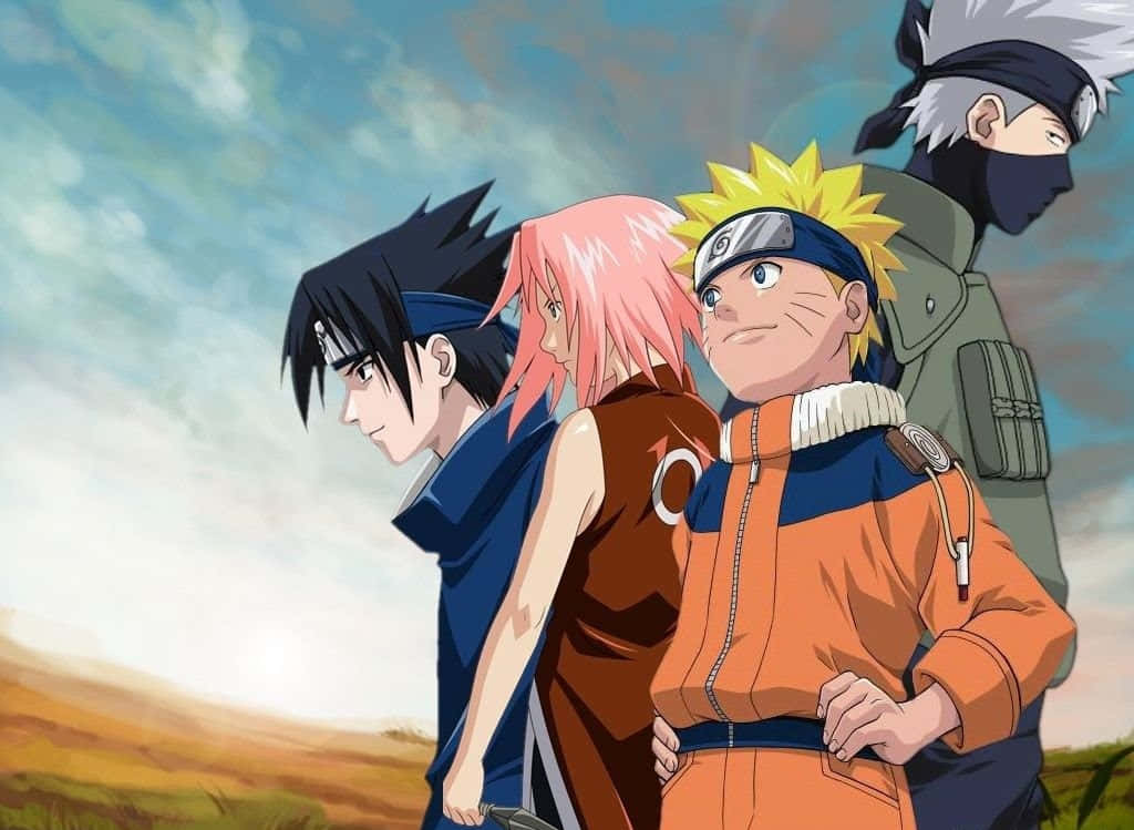 Team 7, Naruto, cloudy sky, SD Desktop Wallpaper