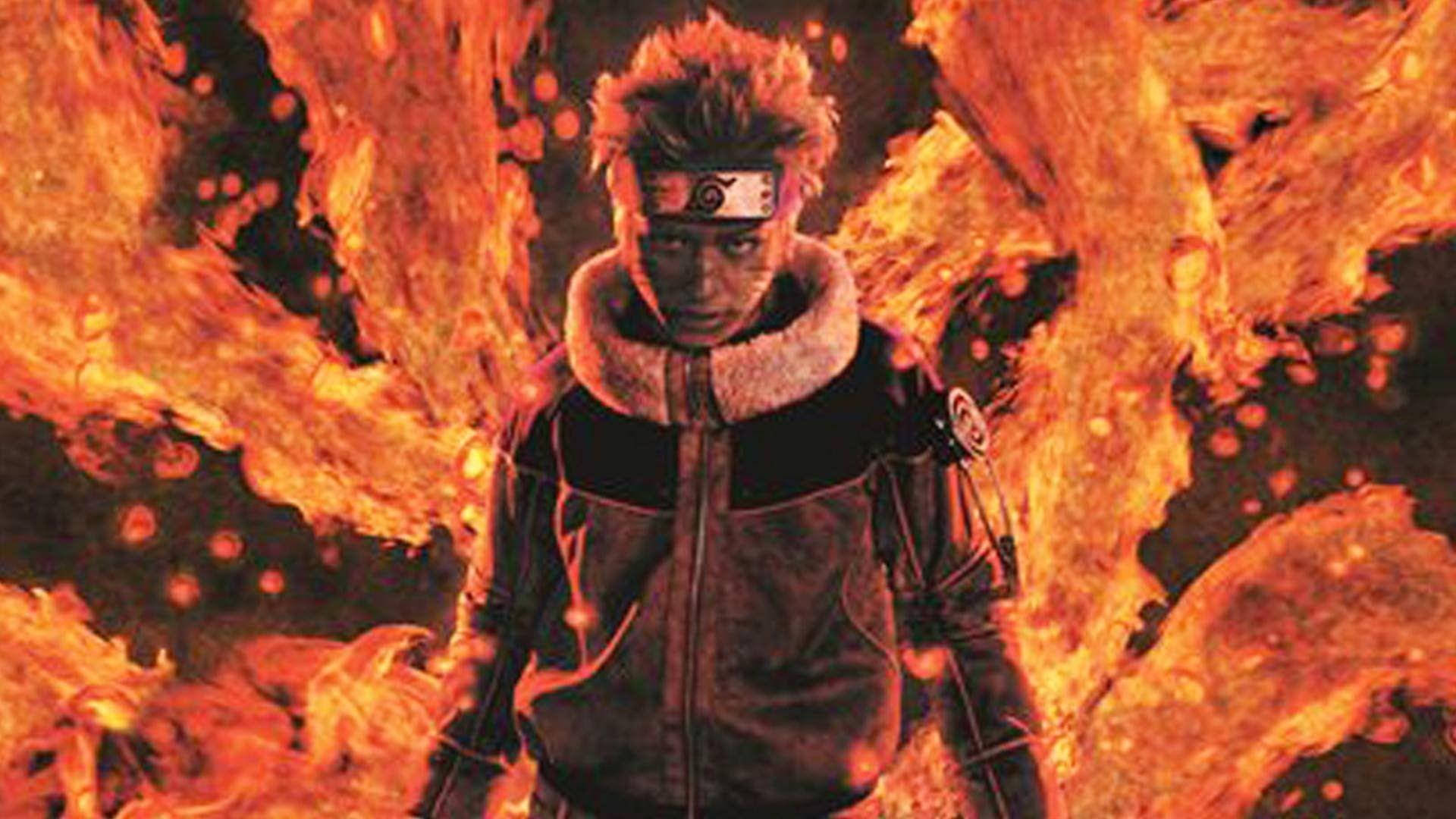 Naruto, flaming tails, orange flames, Full HD Desktop Wallpaper