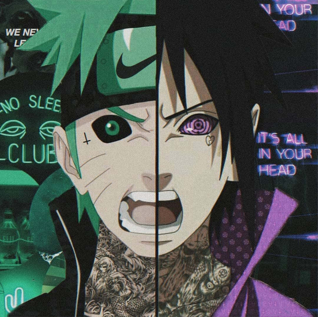 Naruto, Green, neon text backgrounds, SD Desktop Wallpaper