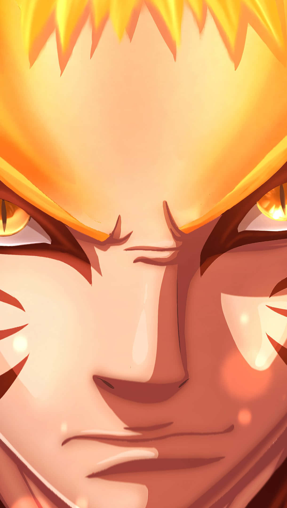 Naruto Uzumaki, spiky golden hair, glowing amber eyes, Full HD Phone Wallpaper