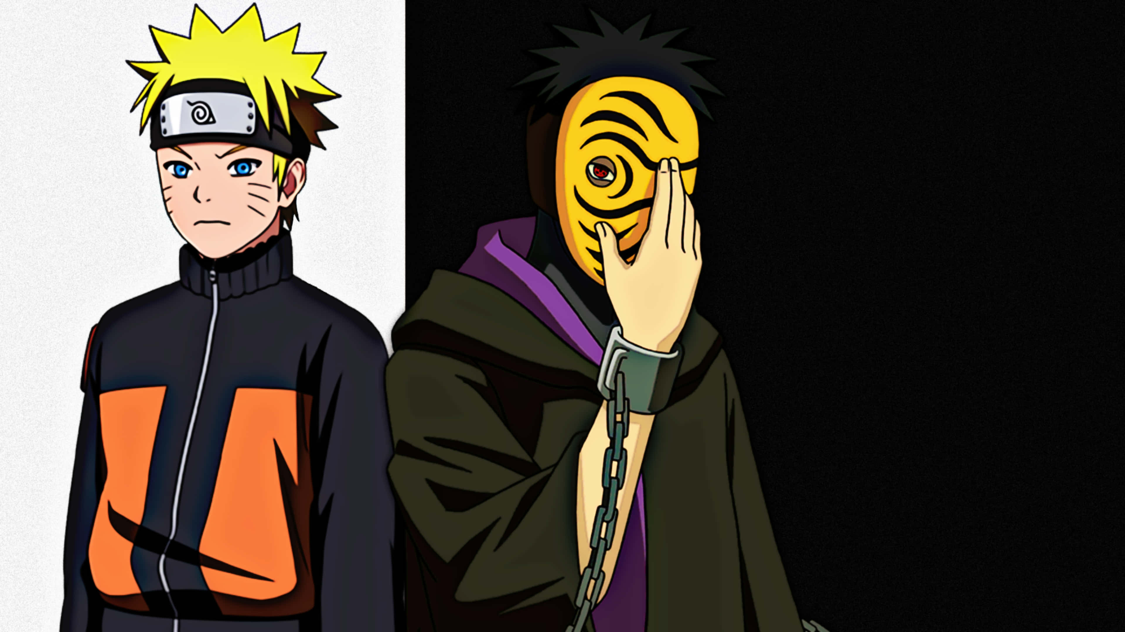 Naruto Uzumaki, orange jacket, masked Pain, 4K Desktop Wallpaper
