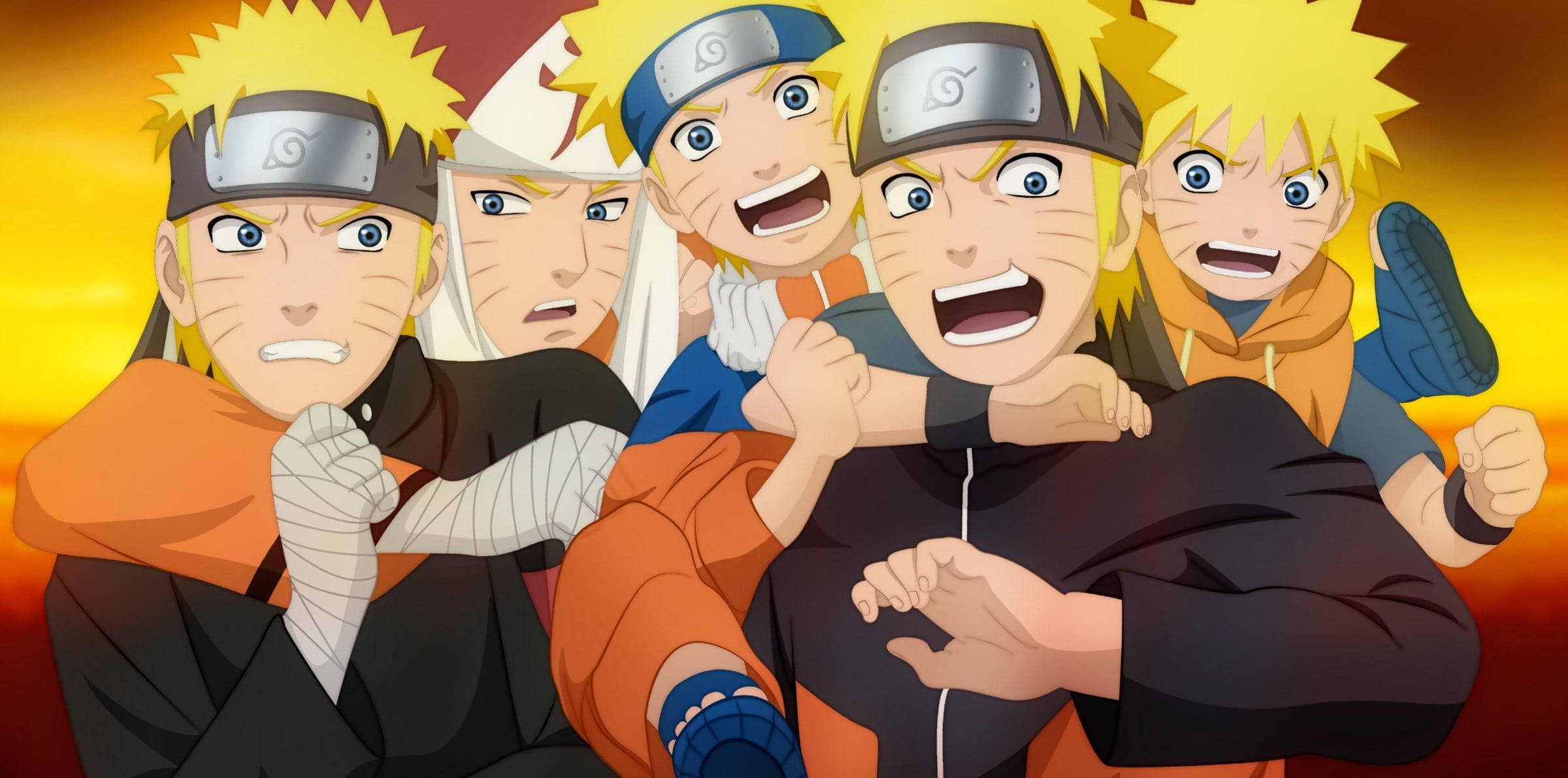 Naruto Uzumaki, spiky blonde hair, headbands, Full HD Desktop Wallpaper