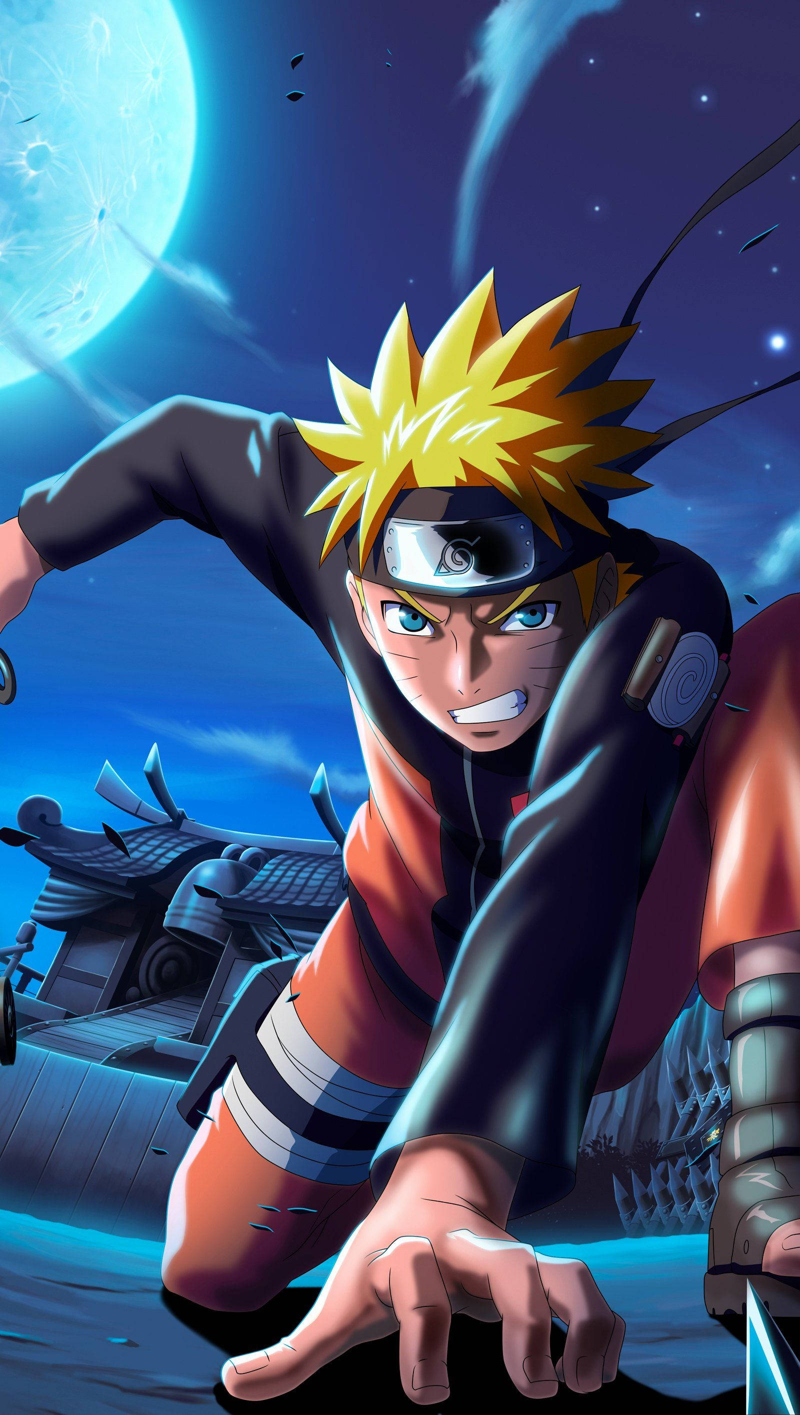 Naruto Uzumaki, full moon, glowing moon, 2K Phone Wallpaper