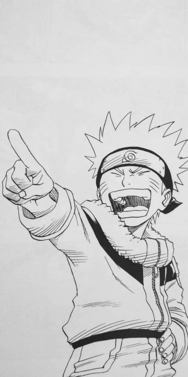 Naruto Uzumaki, black and white line art, shouting, HD Phone Wallpaper