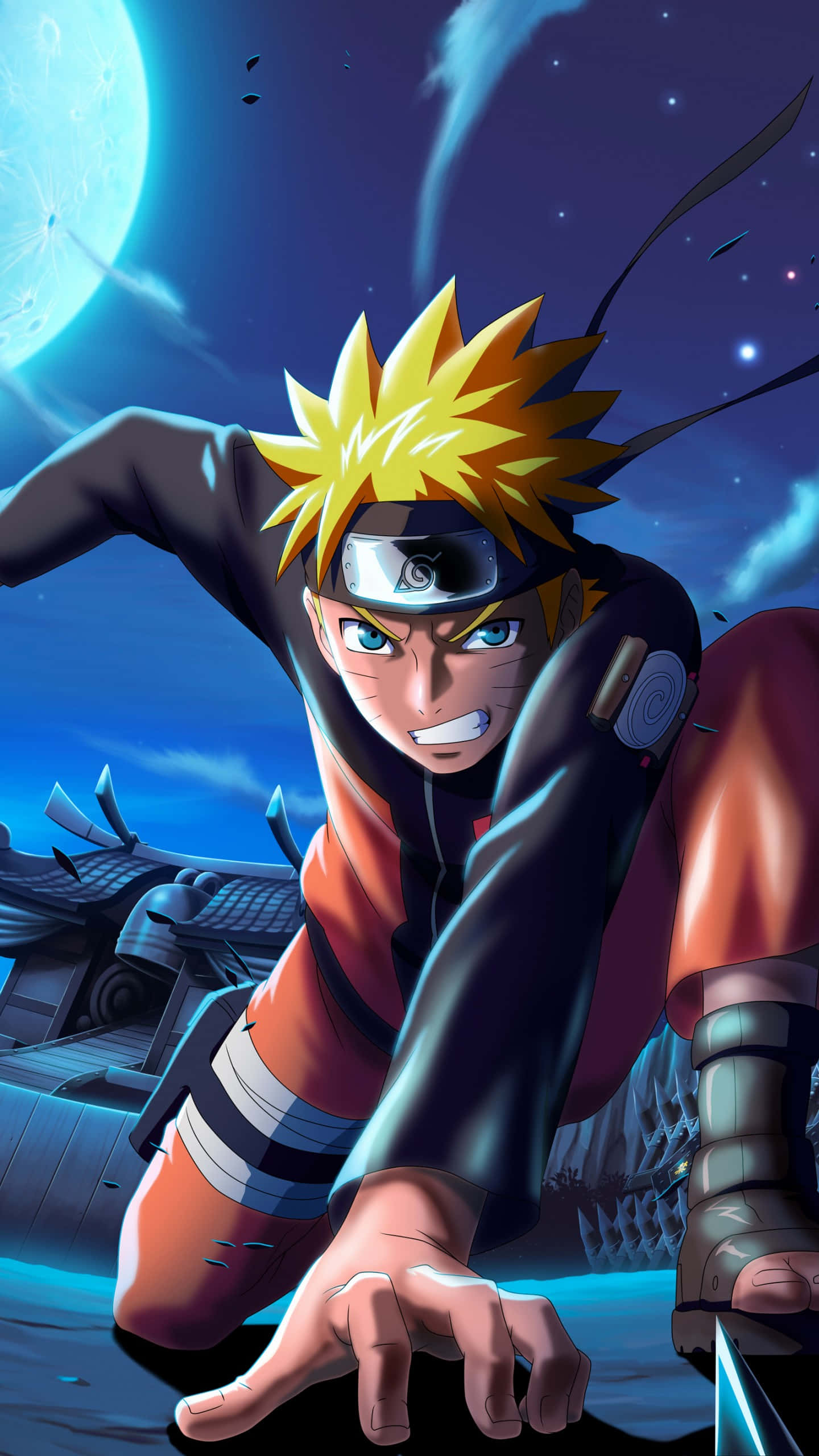 Naruto Uzumaki, 4K, glowing moon, 2K Phone Wallpaper