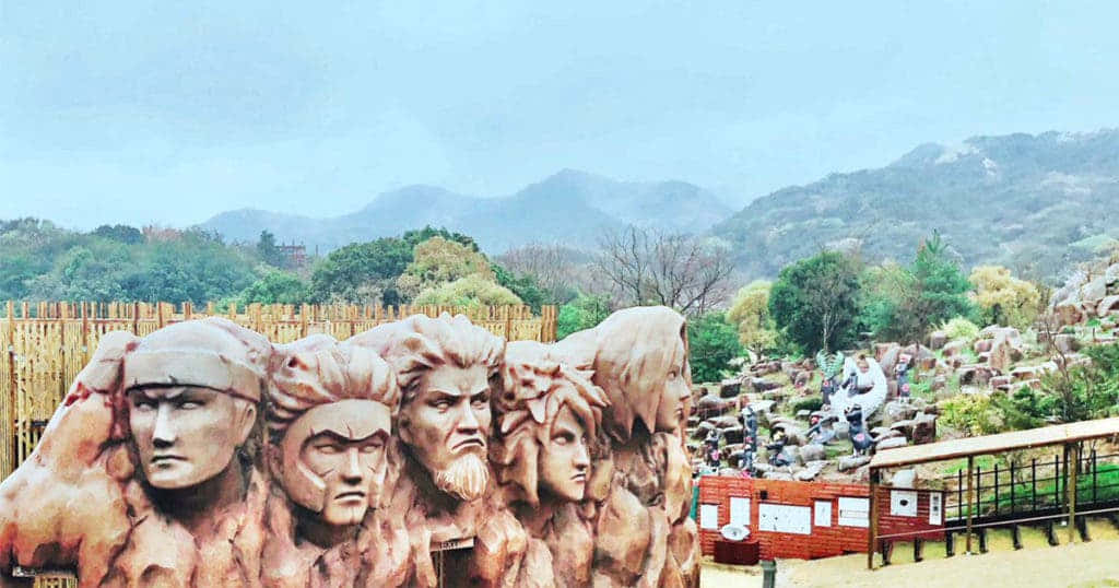 Naruto Village, Sunset, stone sculpture, SD Desktop Wallpaper