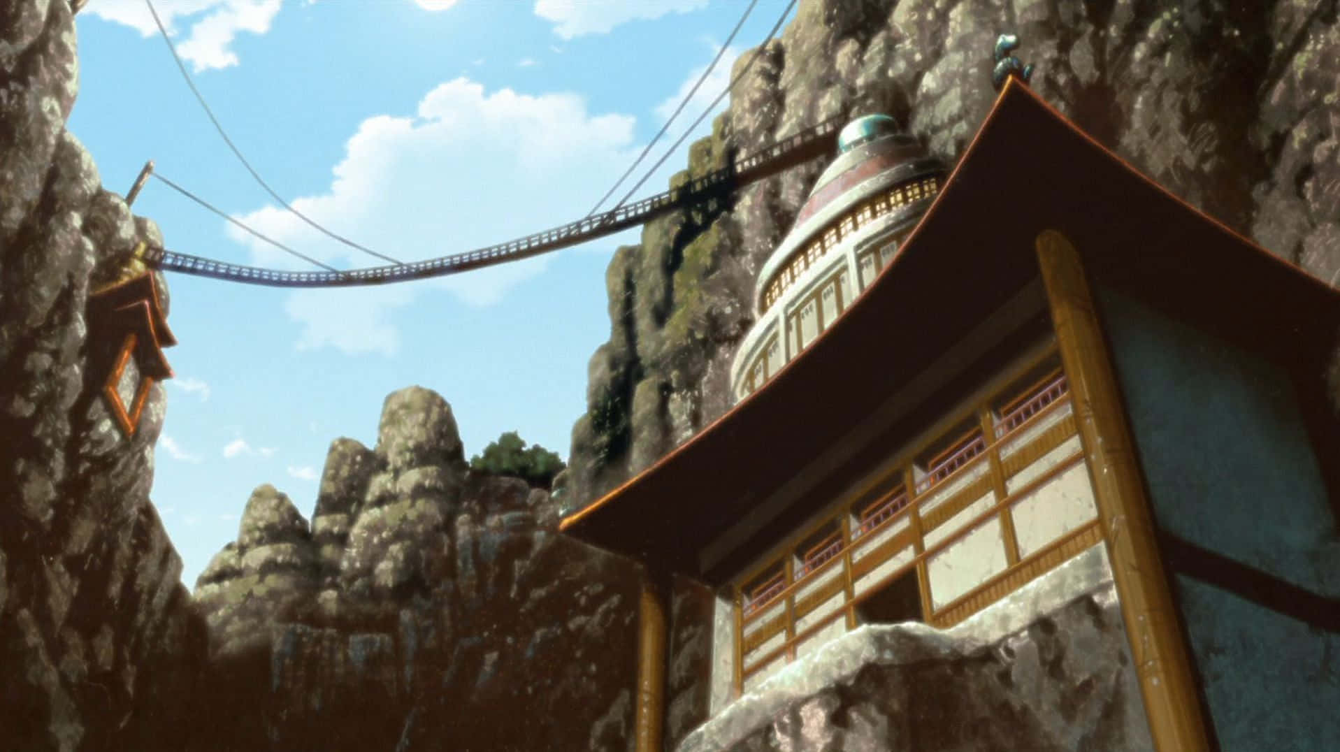 Naruto Village, sunset, wooden temple, HD Desktop Wallpaper