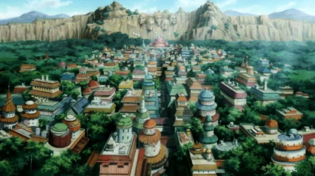 Naruto Village, anime city, lush greenery, HD Desktop Wallpaper