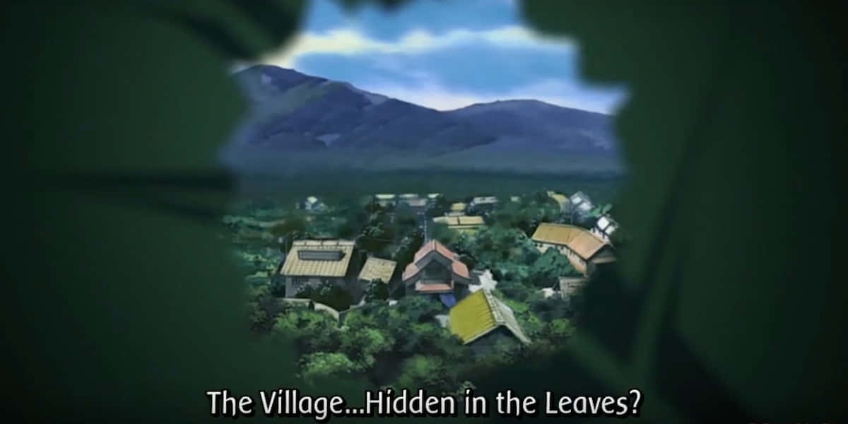 Naruto Village, lush green trees, distant mountains, SD Desktop Wallpaper