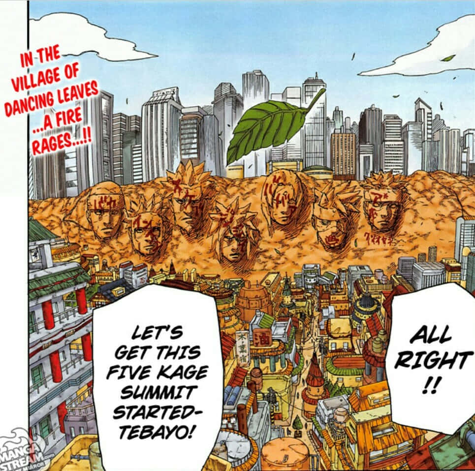 Naruto Village, Sunset, kage heads, SD Desktop Wallpaper