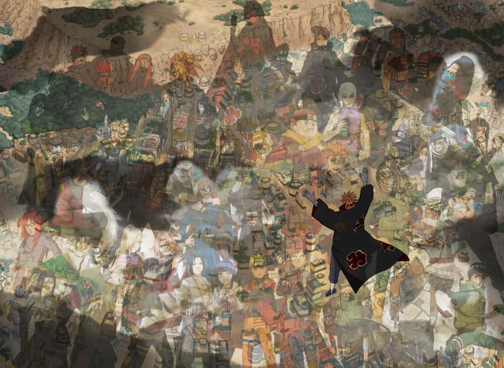 Naruto Village, Naruto characters, earth tones, SD Desktop Wallpaper
