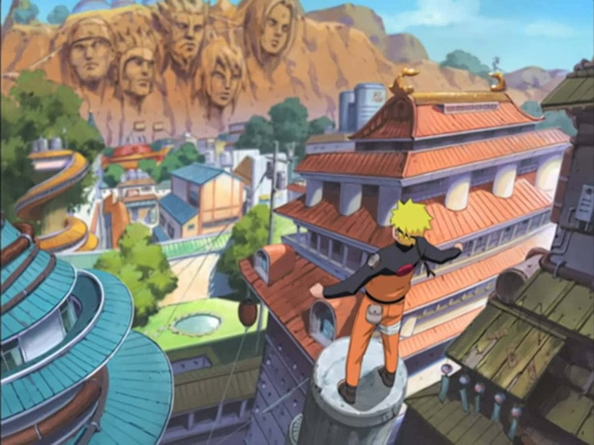 Naruto Village, young blonde ninja, tower, SD Desktop Wallpaper