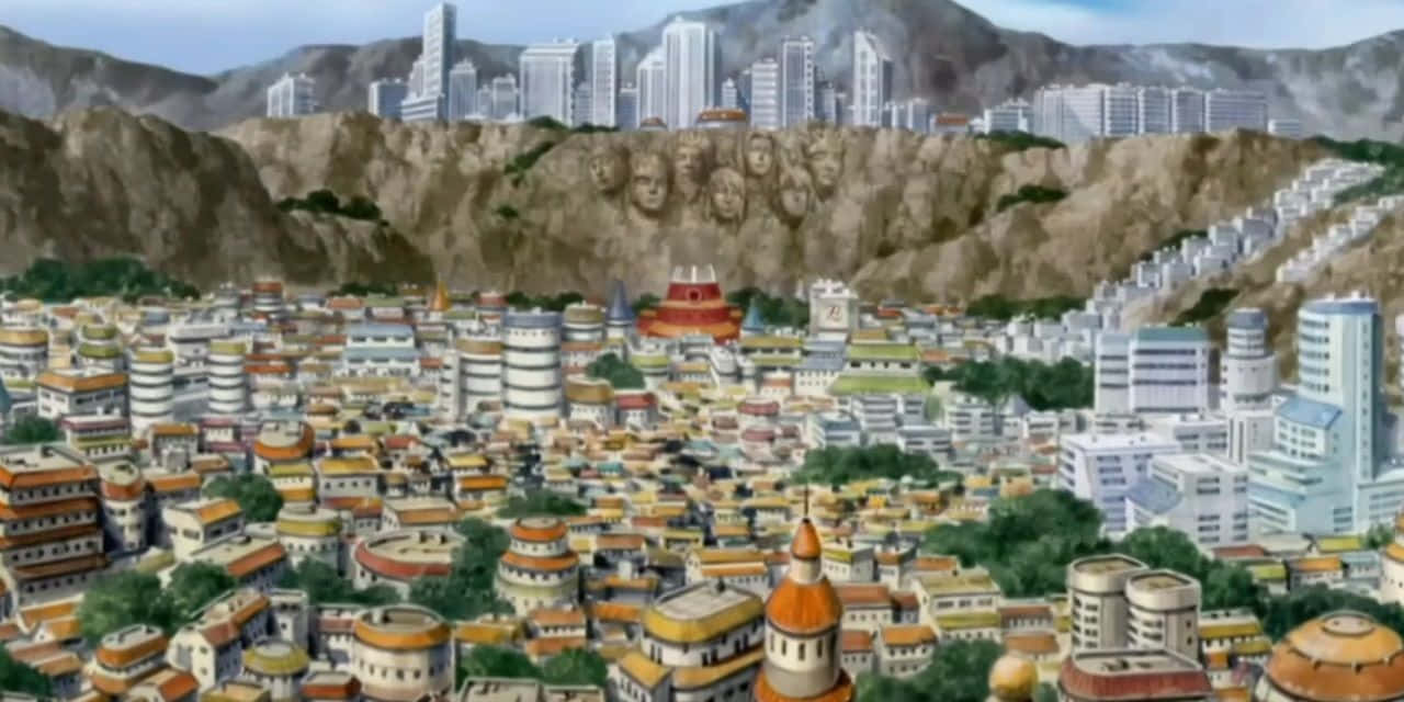 Naruto Village, anime city, valley, HD Desktop Wallpaper