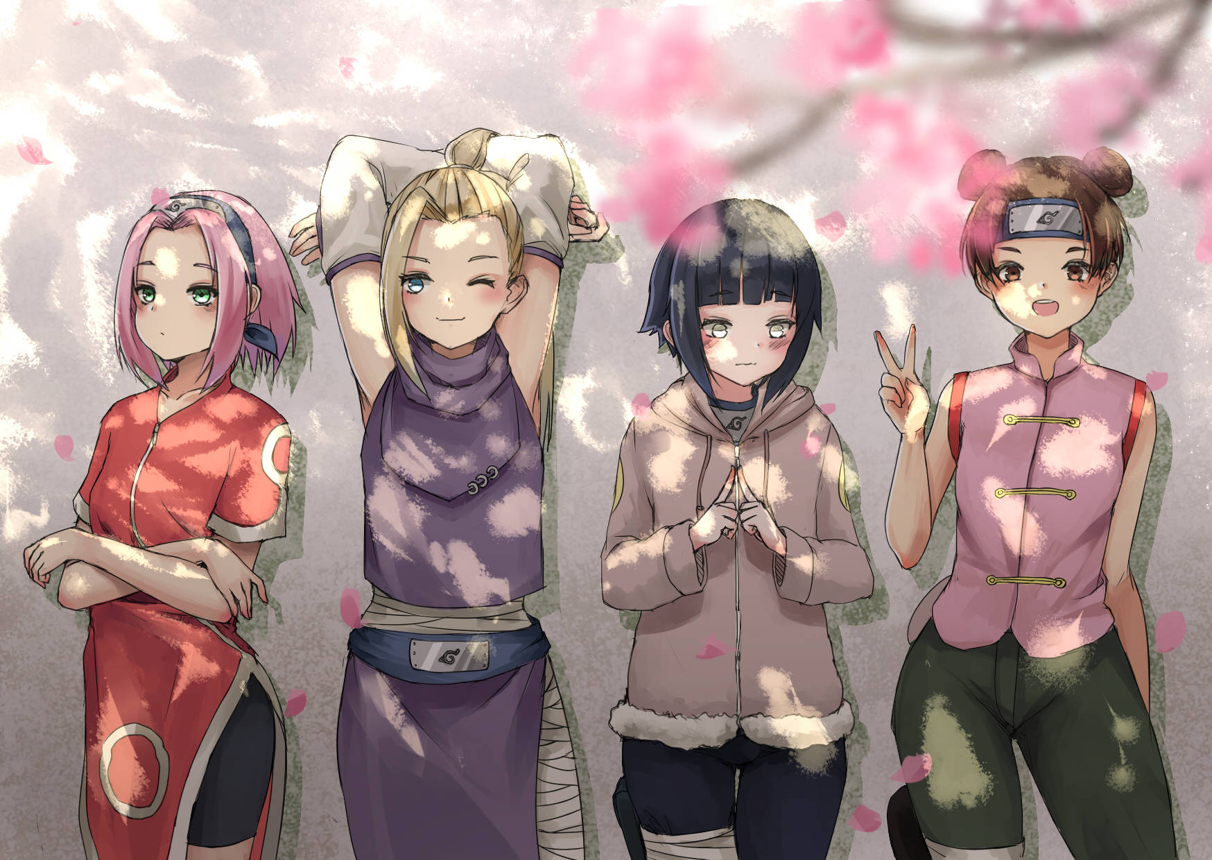 Naruto Girls As Kids, anime girls, ninja outfits, HD Desktop Wallpaper