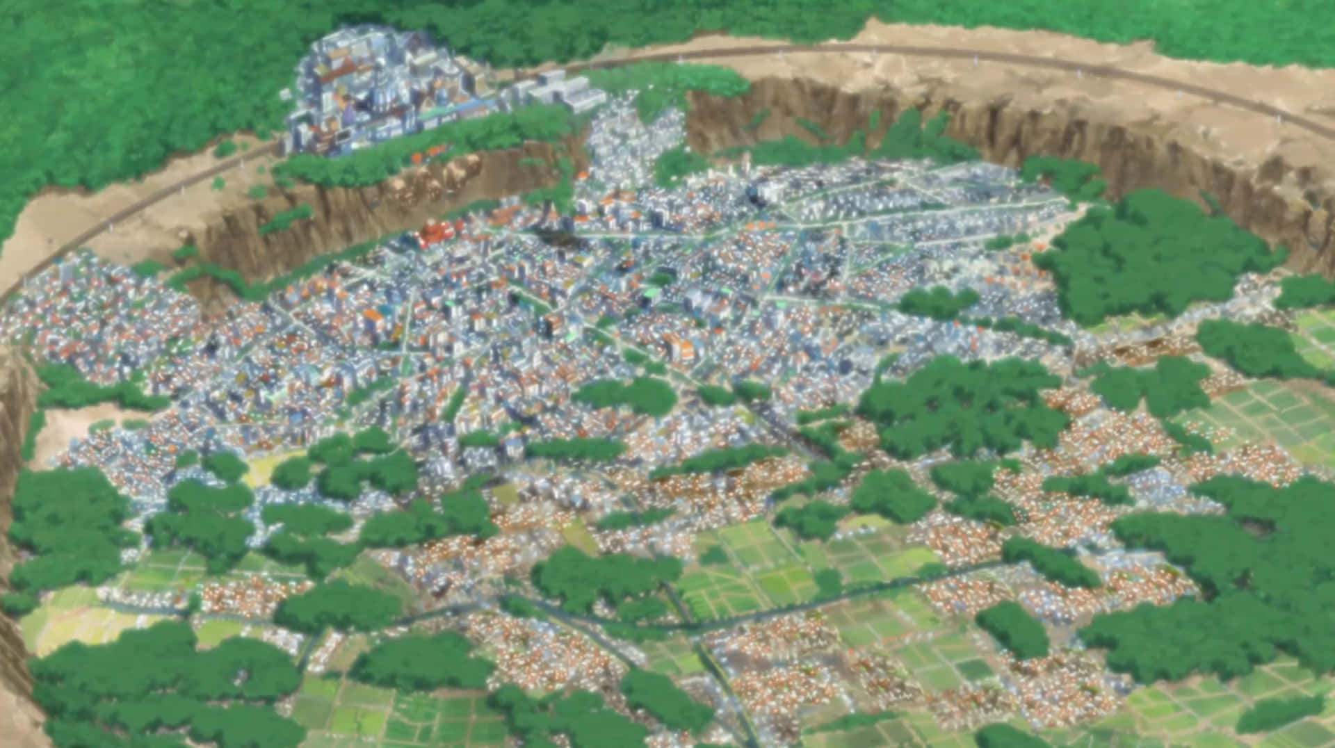 Naruto Village, anime town, valley, Full HD Desktop Wallpaper