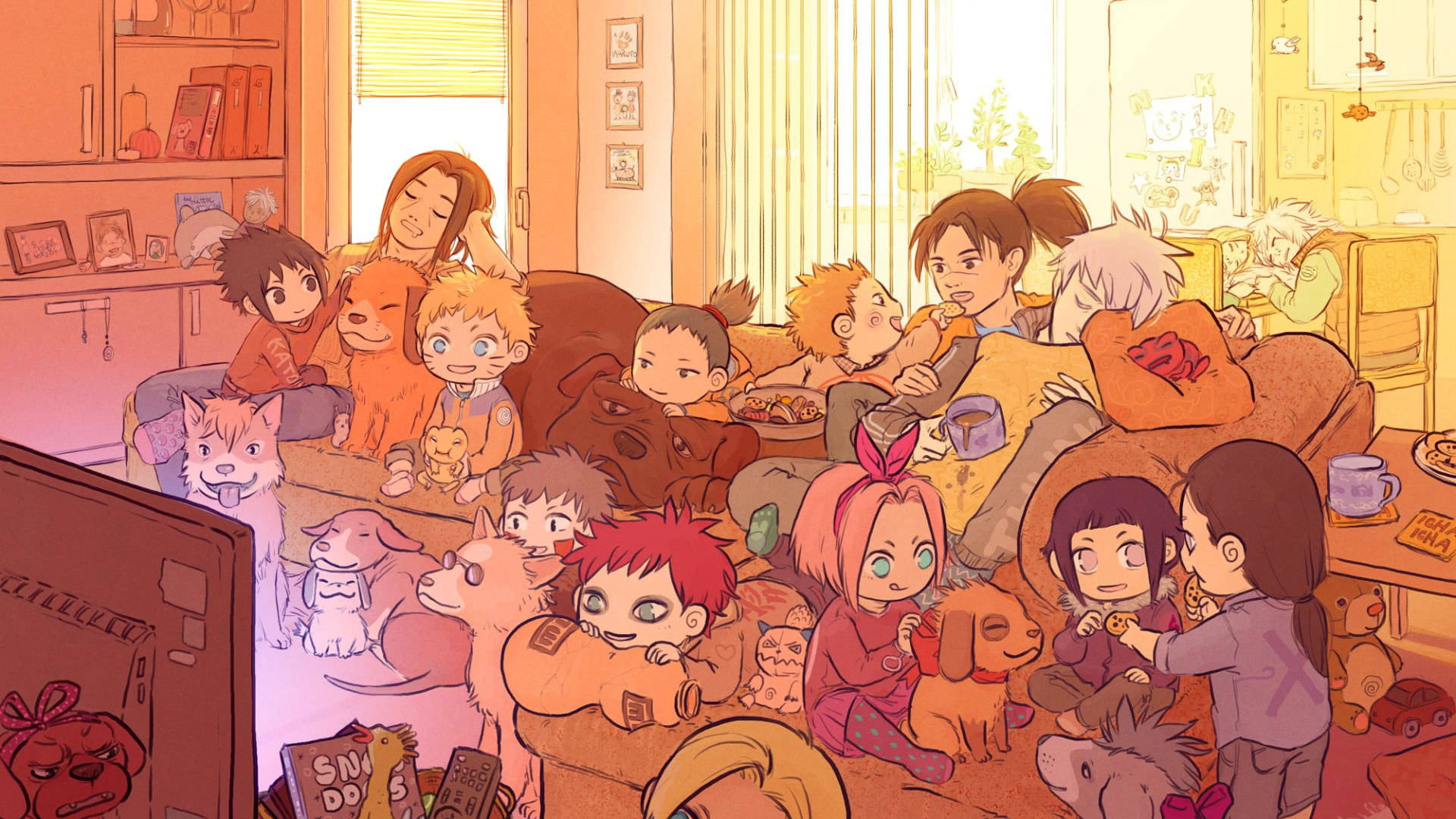 Naruto, anime-style living room, children, Full HD Desktop Wallpaper