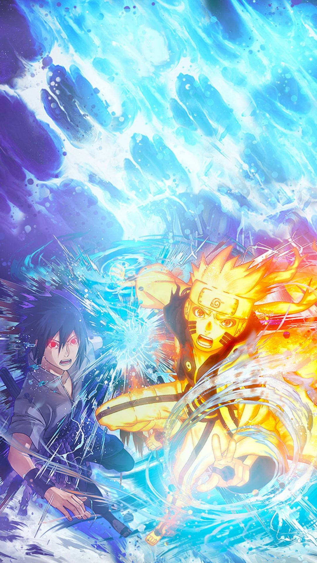 Sasuke, Naruto, blue chakra energy, Full HD Phone Wallpaper