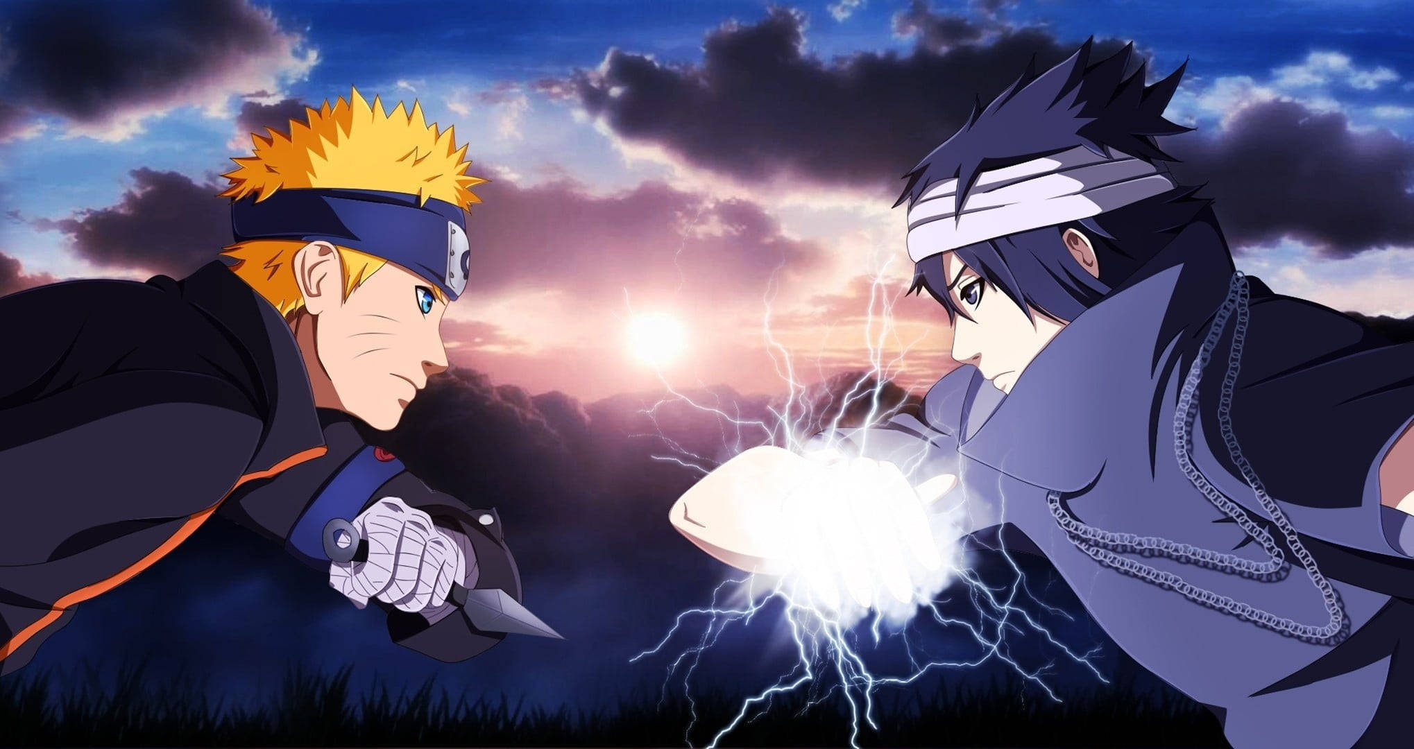 Naruto, Sasuke, lightning energy, Full HD Desktop Wallpaper