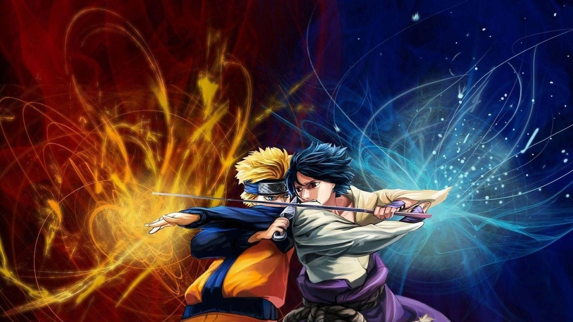 Naruto, Sasuke, cosmic backdrop, Full HD Desktop Wallpaper