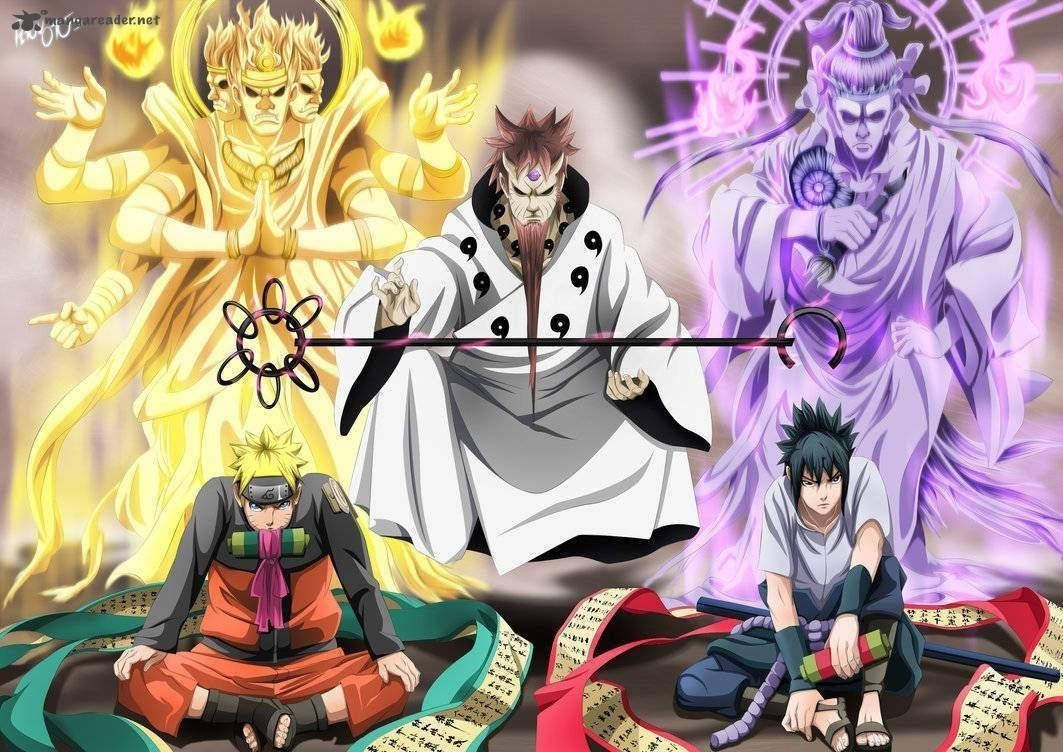 Naruto, Sasuke, divine figures, SD Desktop Wallpaper