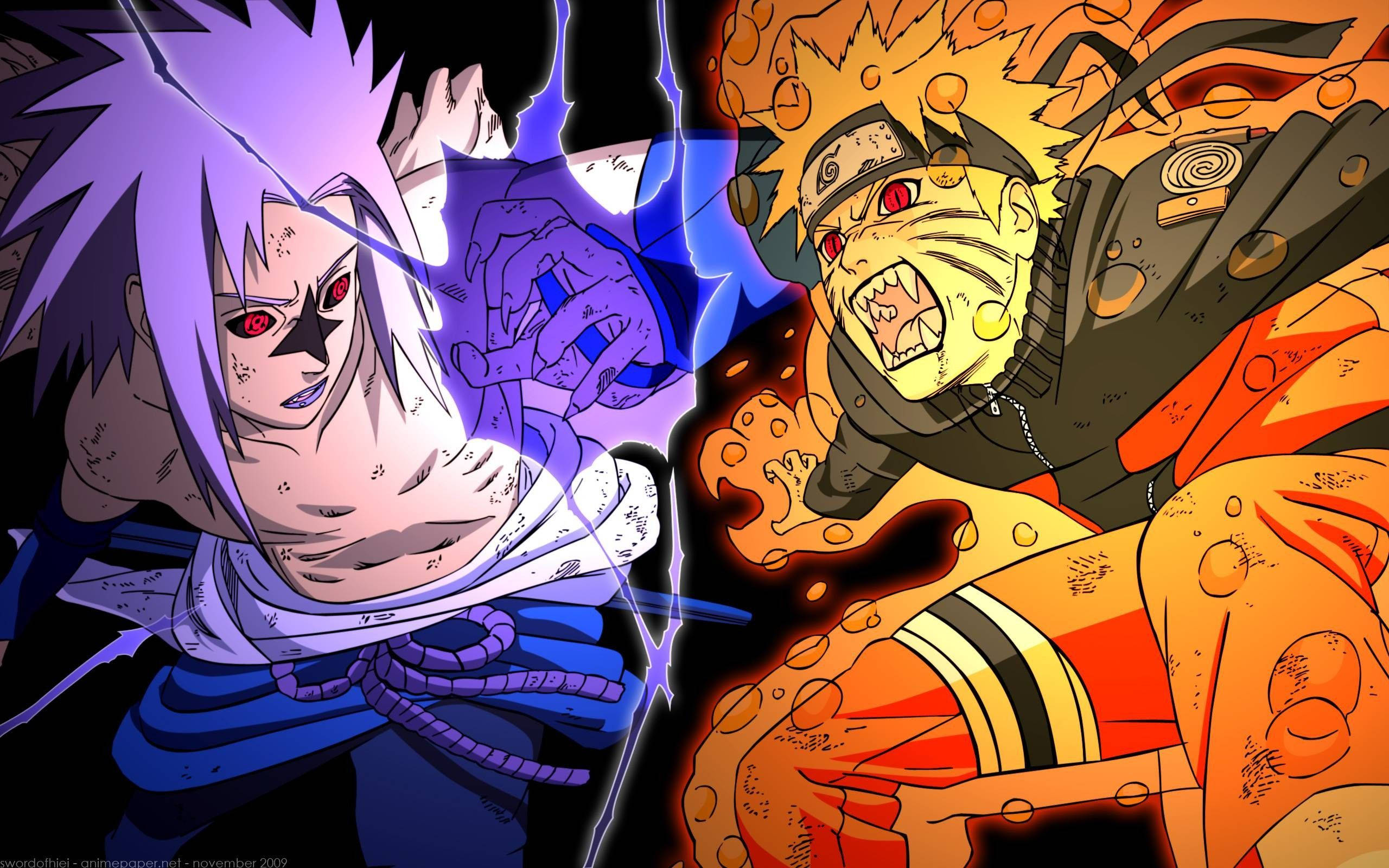 Naruto, Sasuke, blue energy, 2K Desktop Wallpaper
