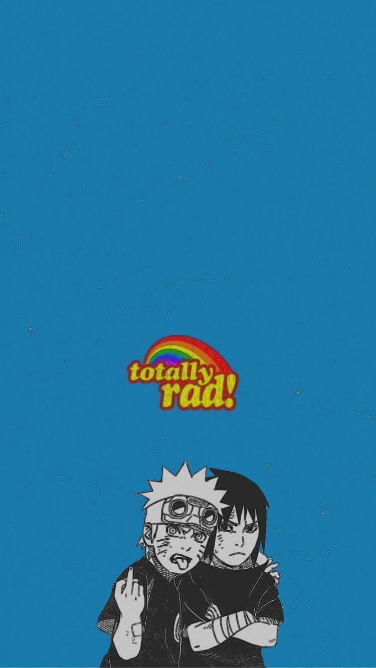 Sasuke, Naruto, rainbow logo, HD Phone Wallpaper