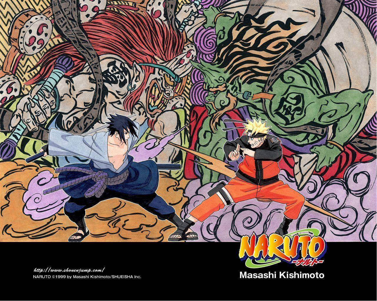 Naruto, Sasuke, manga art, HD Desktop Wallpaper