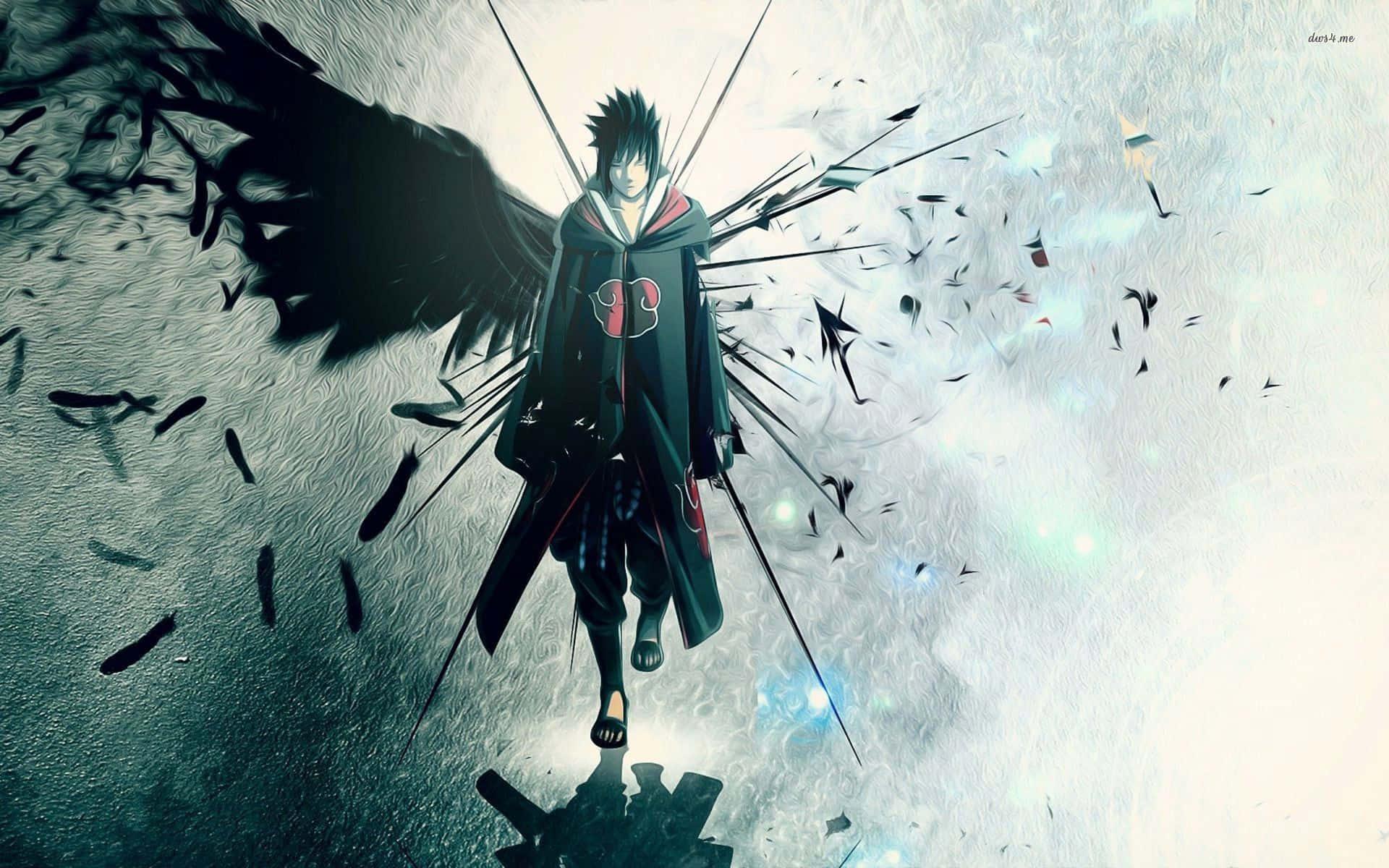 Sasuke, Naruto, red cloud cloak, Full HD Desktop Wallpaper