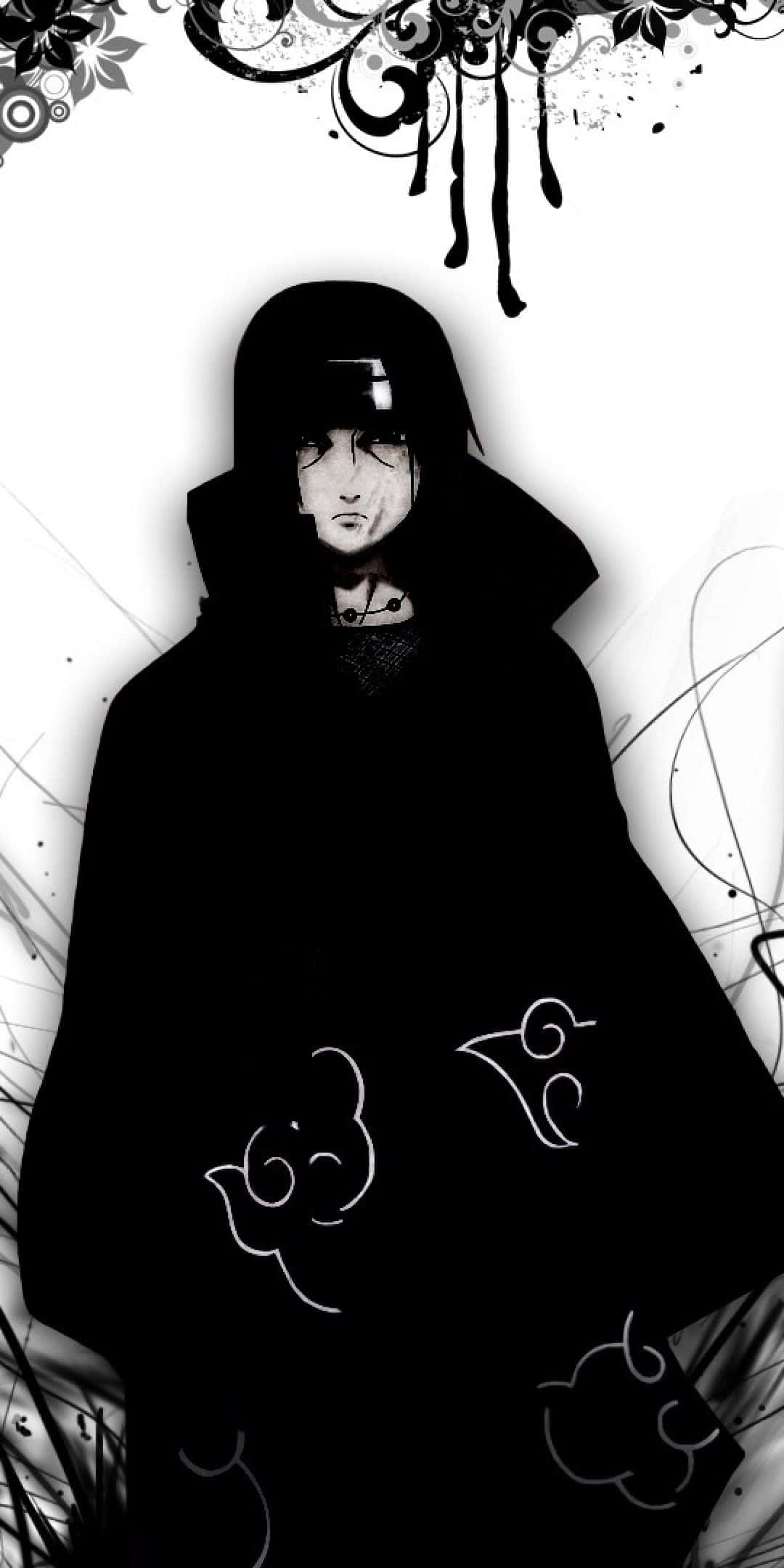 Naruto, black-and-white anime character, hooded cloak, Full HD Phone Wallpaper