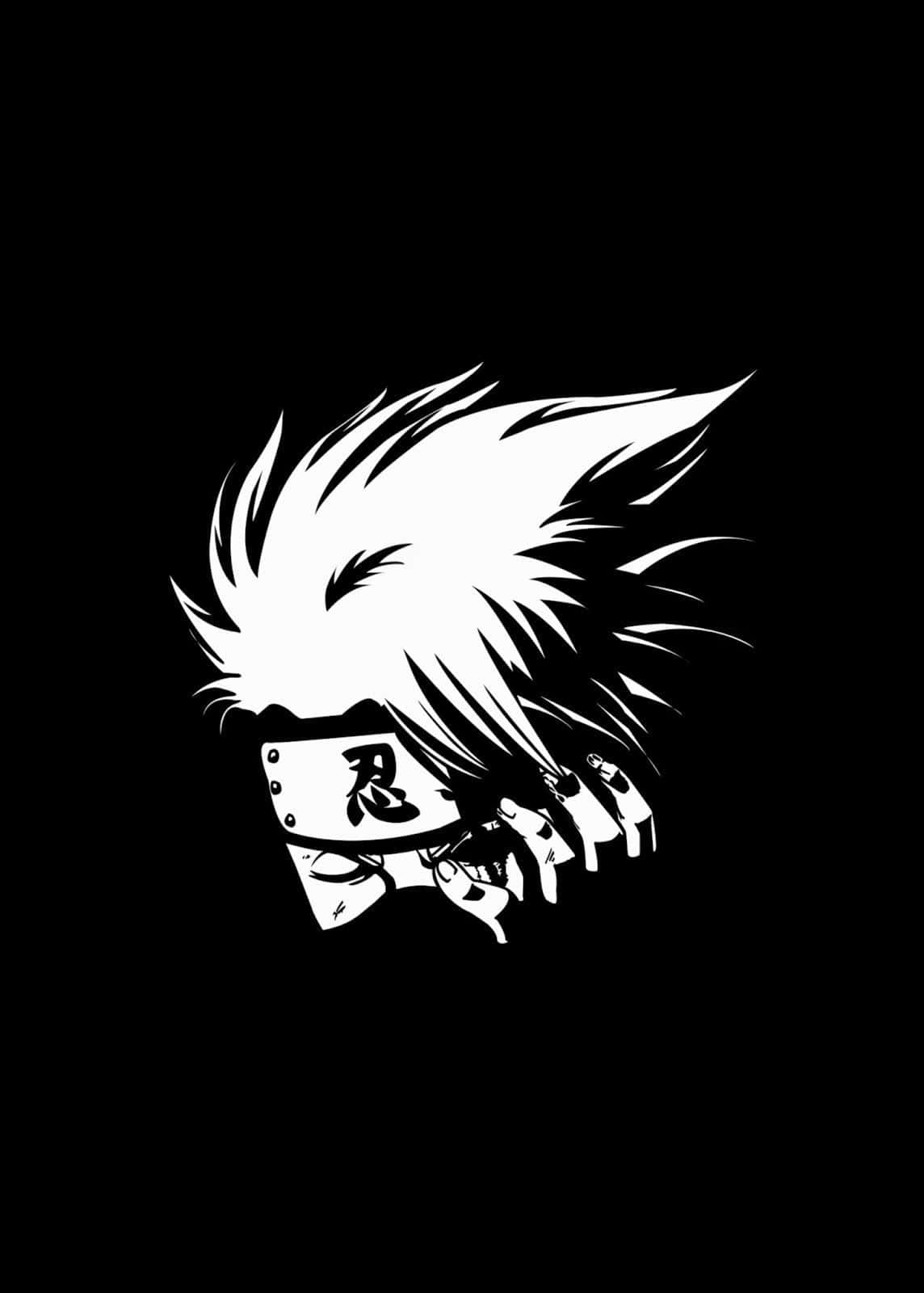 Naruto, black and white, anime-style silhouette, HD Phone Wallpaper