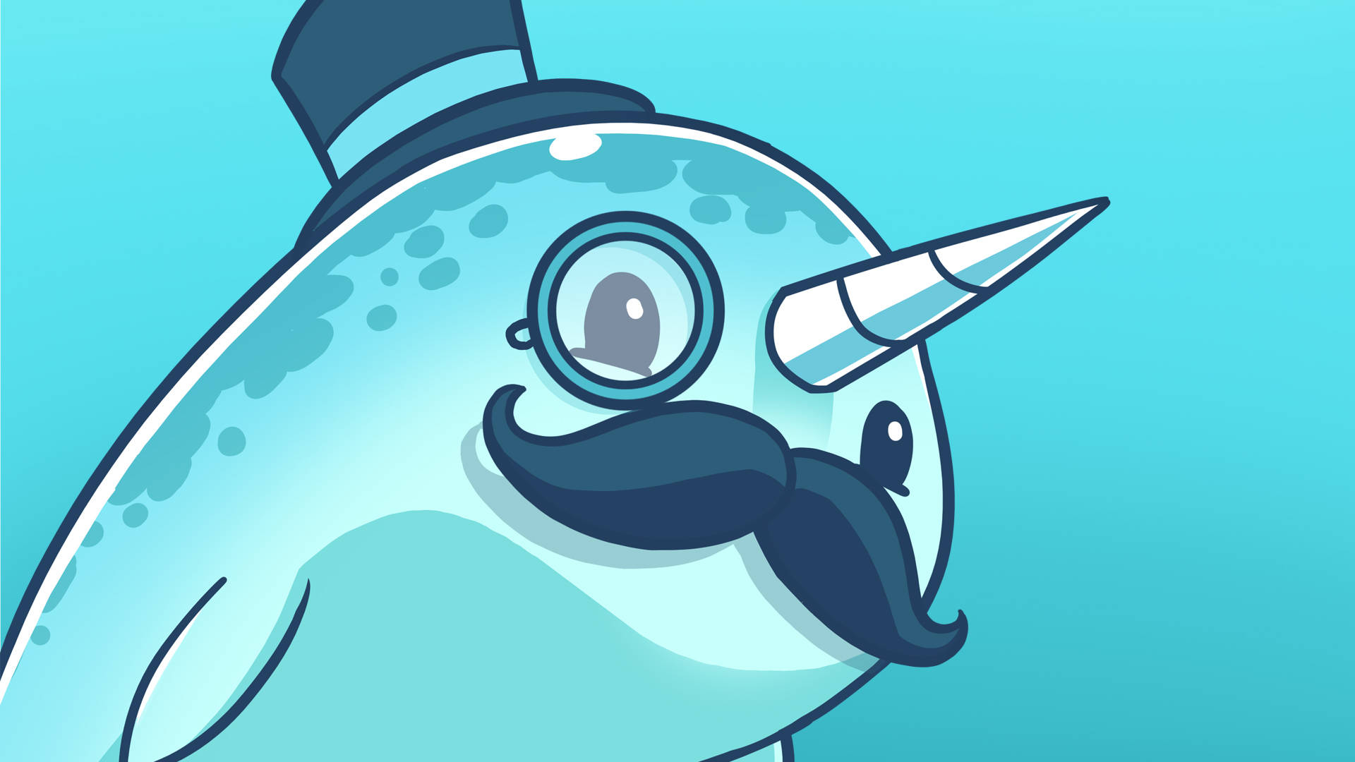 narwhal, top hat, monocle, Full HD Desktop Wallpaper