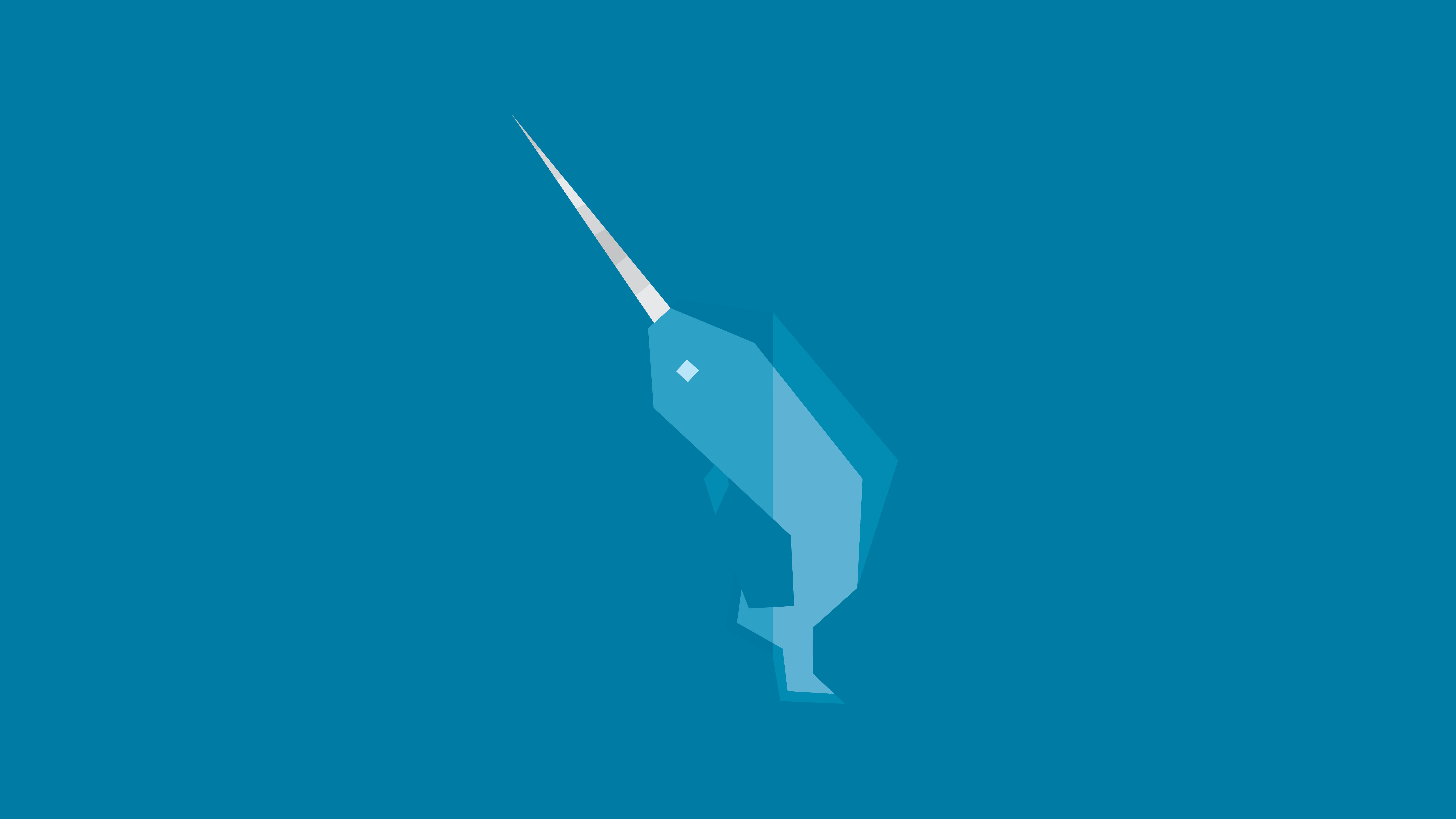 geometric narwhal, blue, white tusk, 8K Desktop Wallpaper