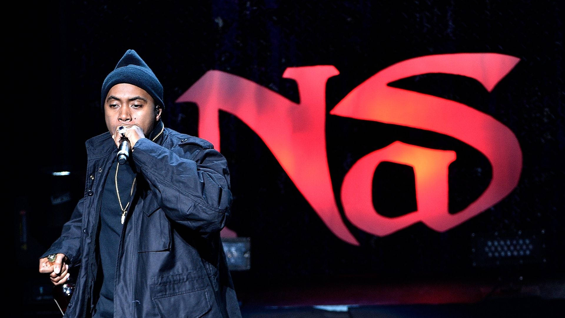 Nas, dark jacket, beanie, Full HD Desktop Wallpaper