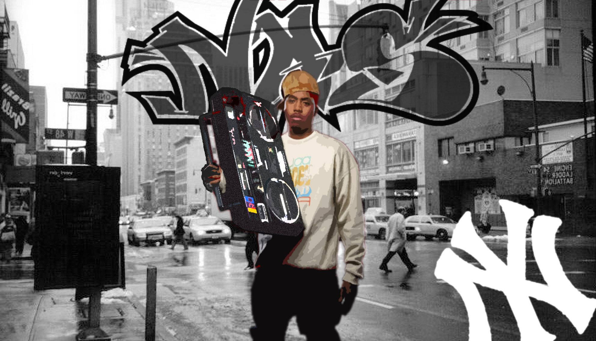 Nas, graffiti, boombox, Full HD Desktop Wallpaper