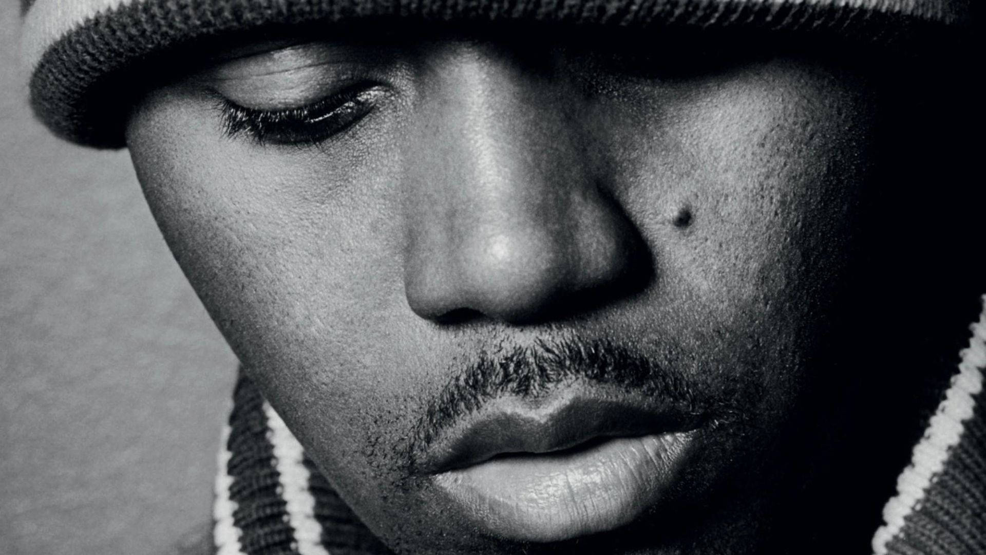 Nas, East Coast rapper, black and white portrait, Full HD Desktop Wallpaper