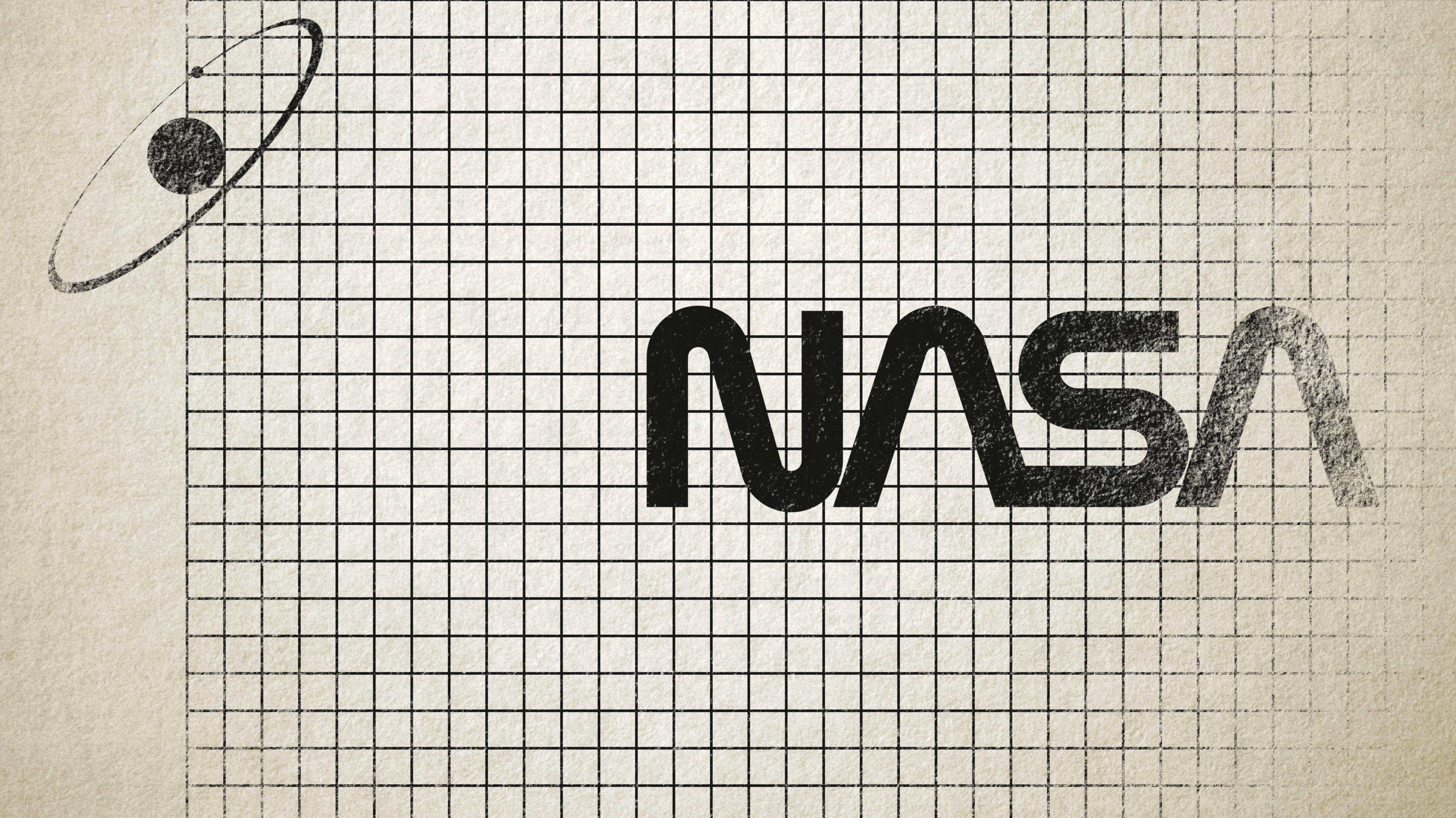 NASA, vintage NASA logo, gritty black ink, 4K Desktop Wallpaper