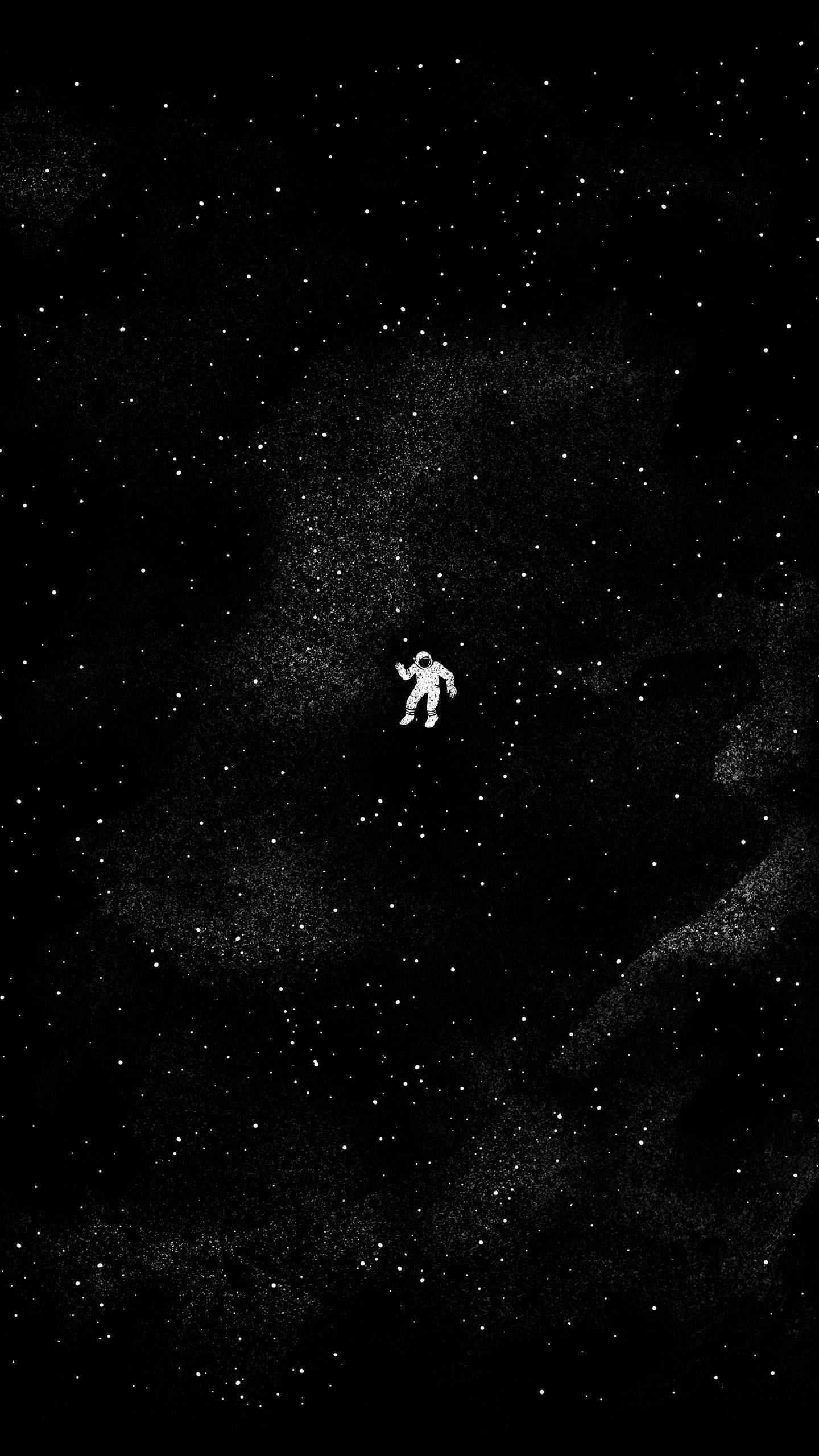 astronaut, starry void, space, 2K Phone Wallpaper