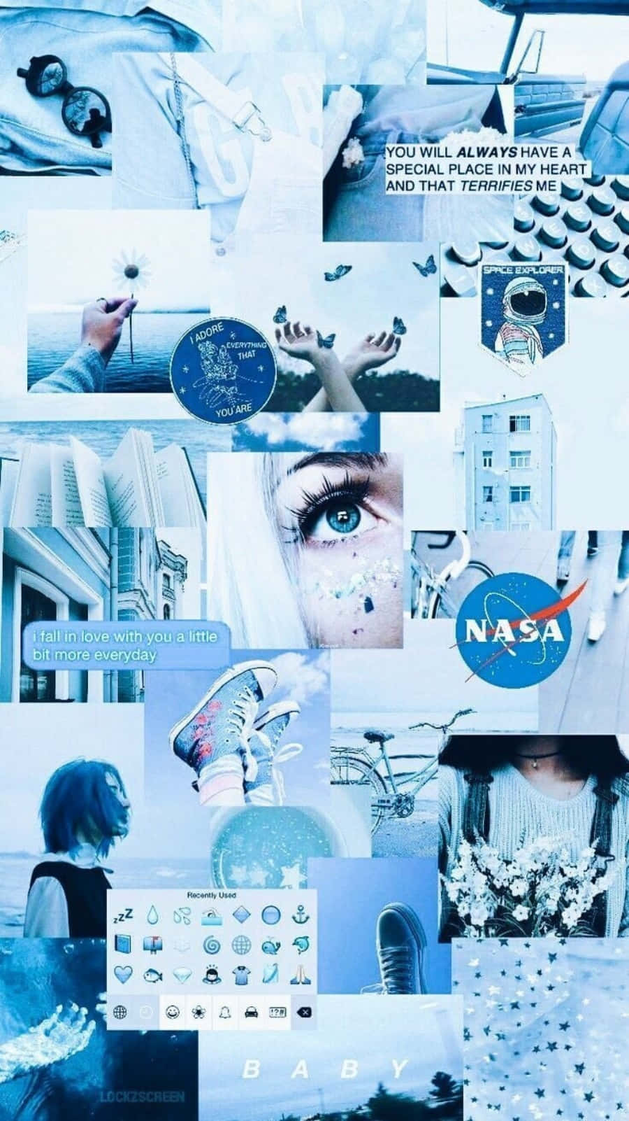 Aesthetic Blue Collage, NASA Logo, blue-toned, HD Phone Wallpaper