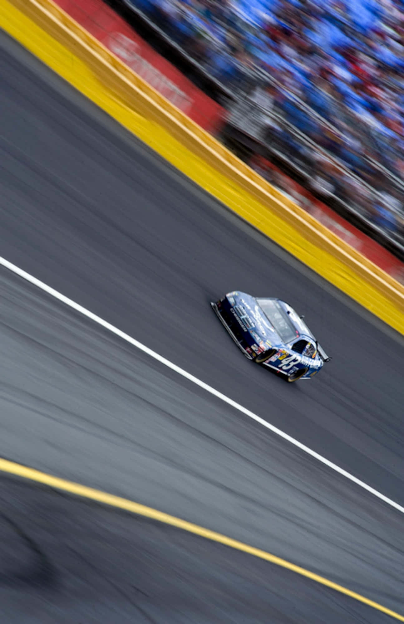 Nascar, blue race car, track, Full HD Phone Wallpaper