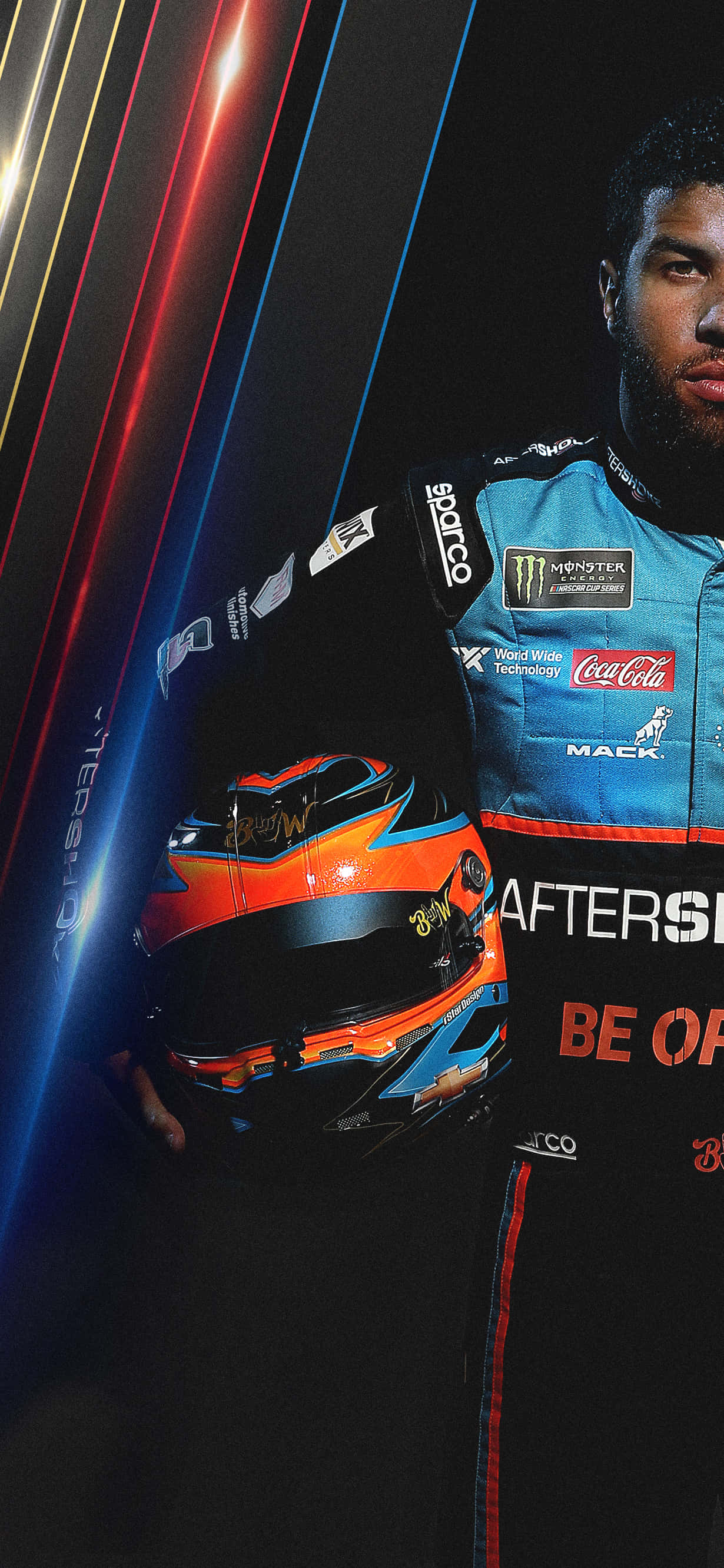 Nascar, racing helmet, blue and black suit, 2K Phone Wallpaper