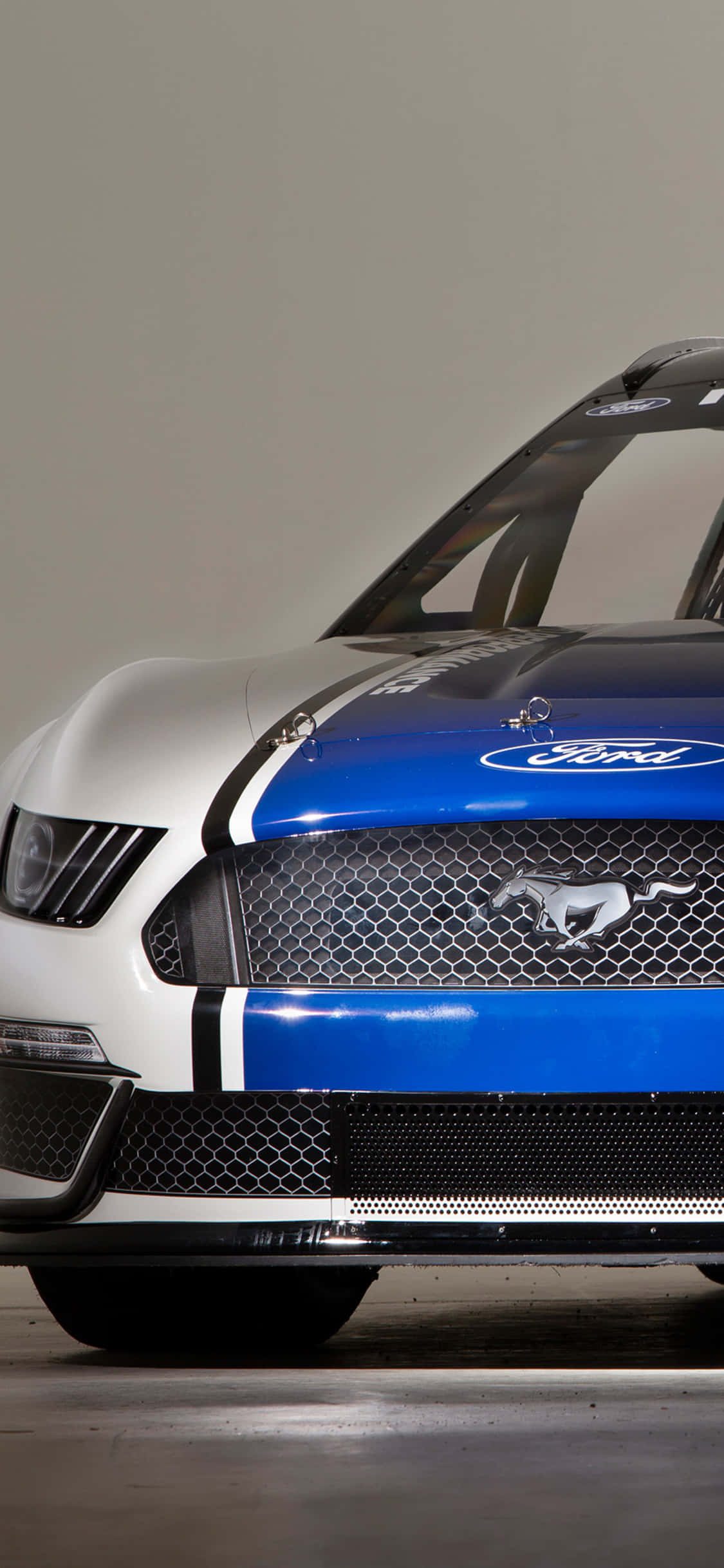 Nascar, iPhone, blue and white Ford Mustang, Full HD Phone Wallpaper
