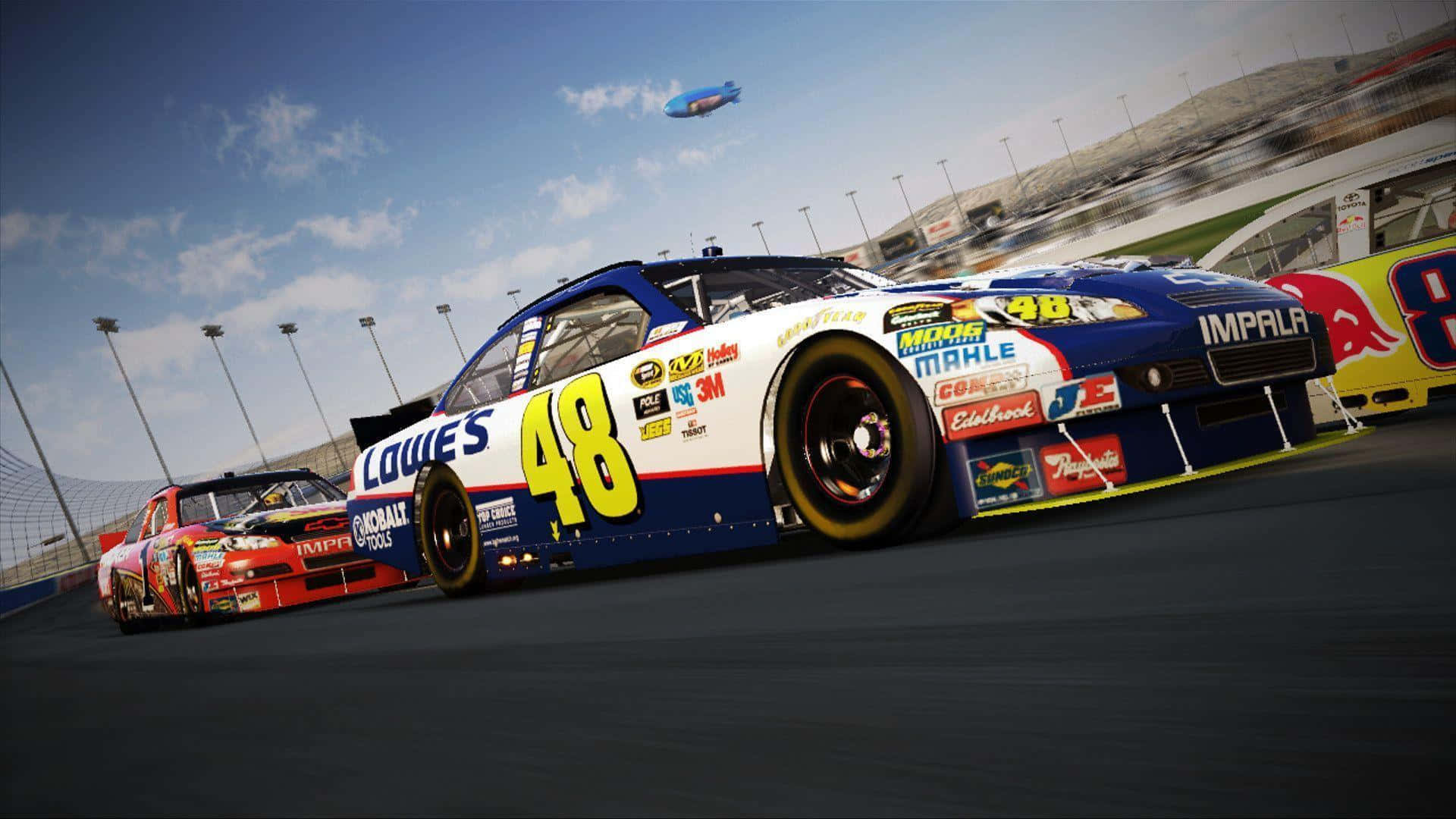 NASCAR, number 48, blue and white, Full HD Desktop Wallpaper