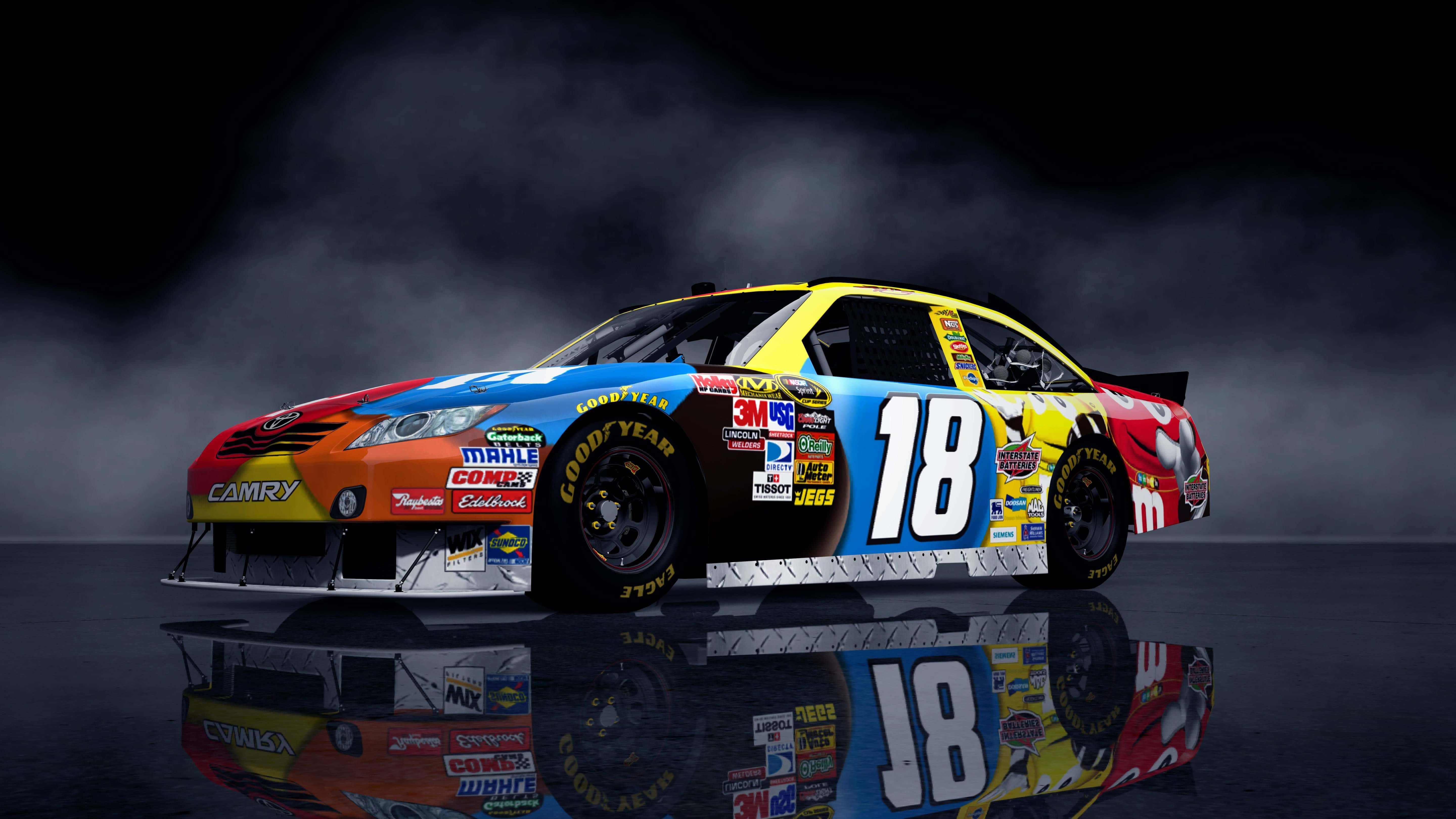 NASCAR, race car number 18, sponsor decals, 5K Desktop Wallpaper